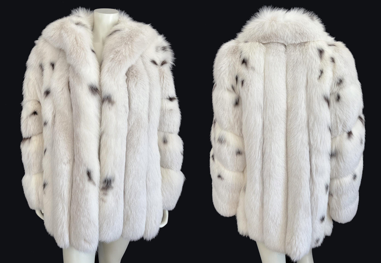 Arctic FOX Spotted Fur Coat, Vintage Winter Wedding Jacket, Mob Wife Style Ivory Bolero, Glam White Apres Ski Bridal Gift