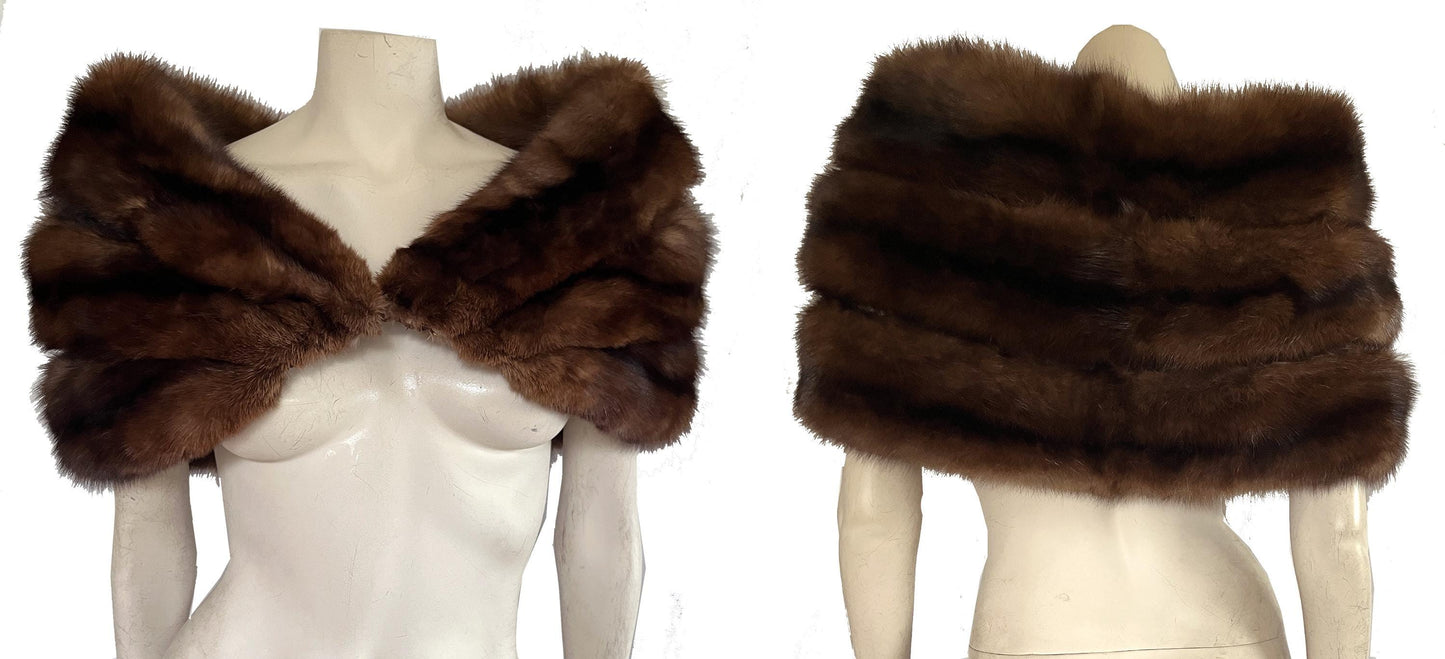 SABLE Fur Cape, Winter Wedding Stole, Russian Barguzin Real Vintage Fur Shawl, Mother of the Bride Gift, Mink Bridal Jacket Shawl, Small XS