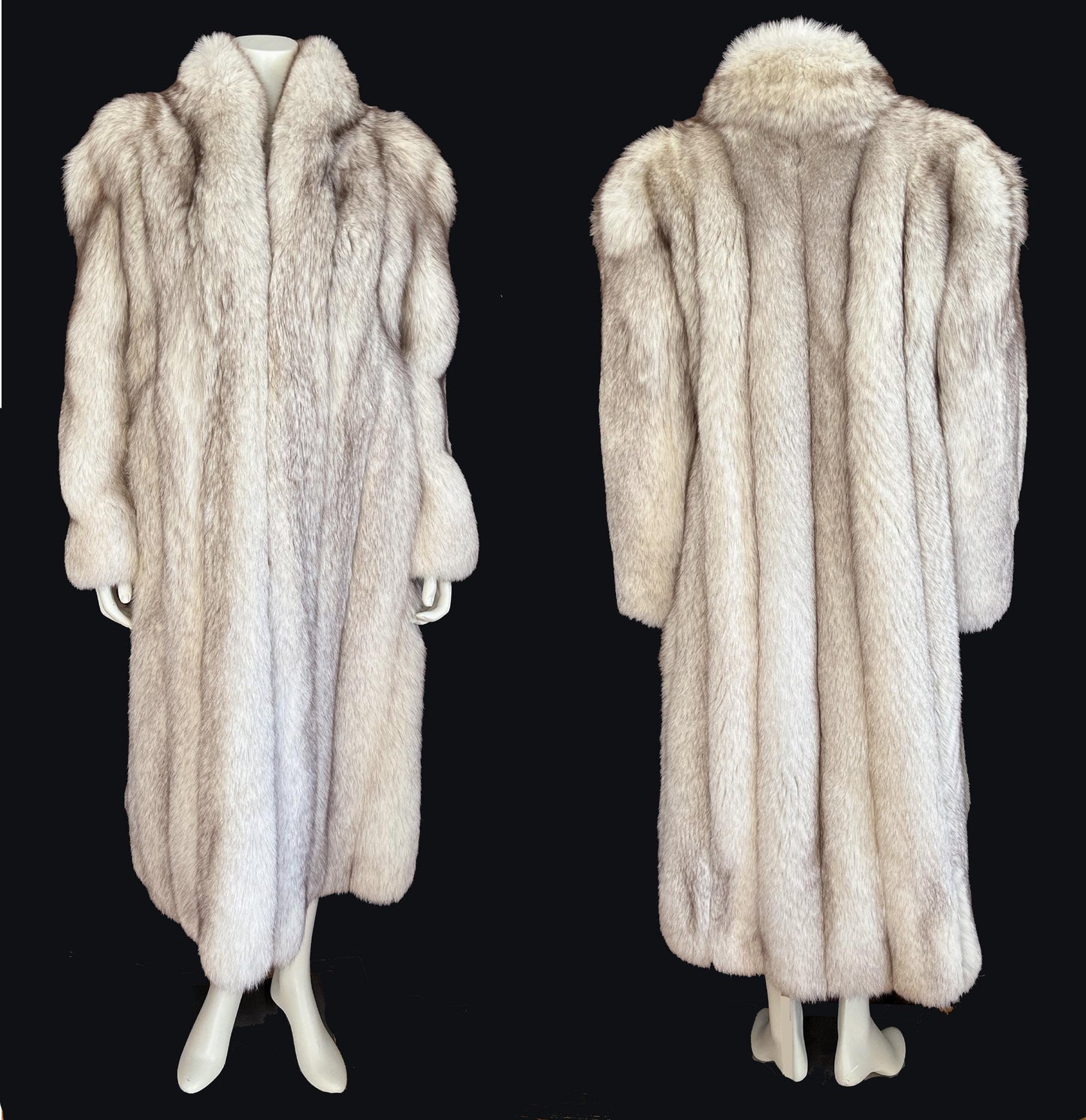 Full Length Norwegian FOX Fur Coat, Ivory Real Vintage Winter Wedding Long Jacket, Mob Wife Style, Long White Bridal Stole Gift, Apres Ski