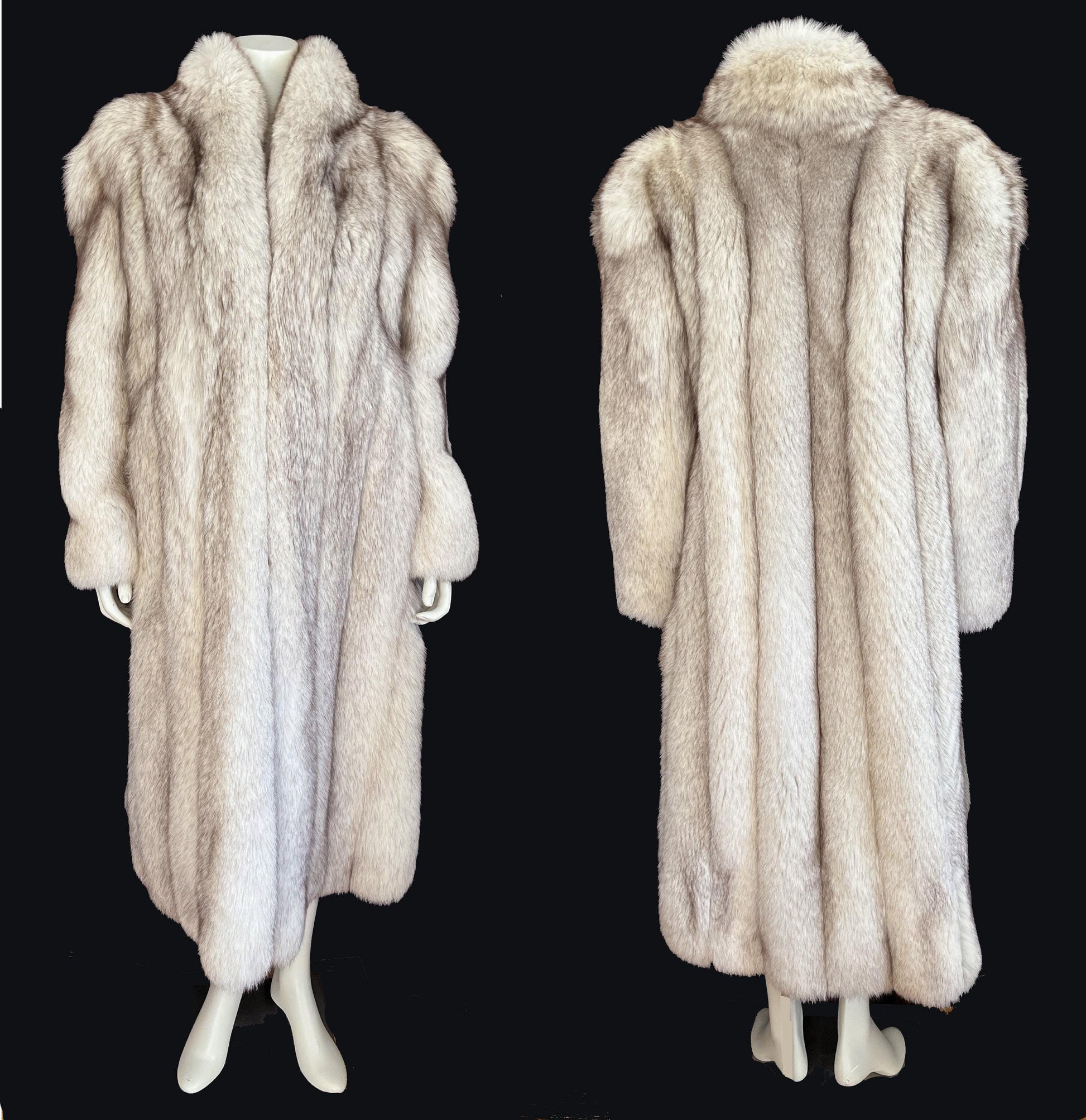 Full Length Norwegian FOX Fur Coat, Ivory Real Vintage Winter Wedding Long Jacket, Mob Wife Style, Long White Bridal Stole Gift, Apres Ski