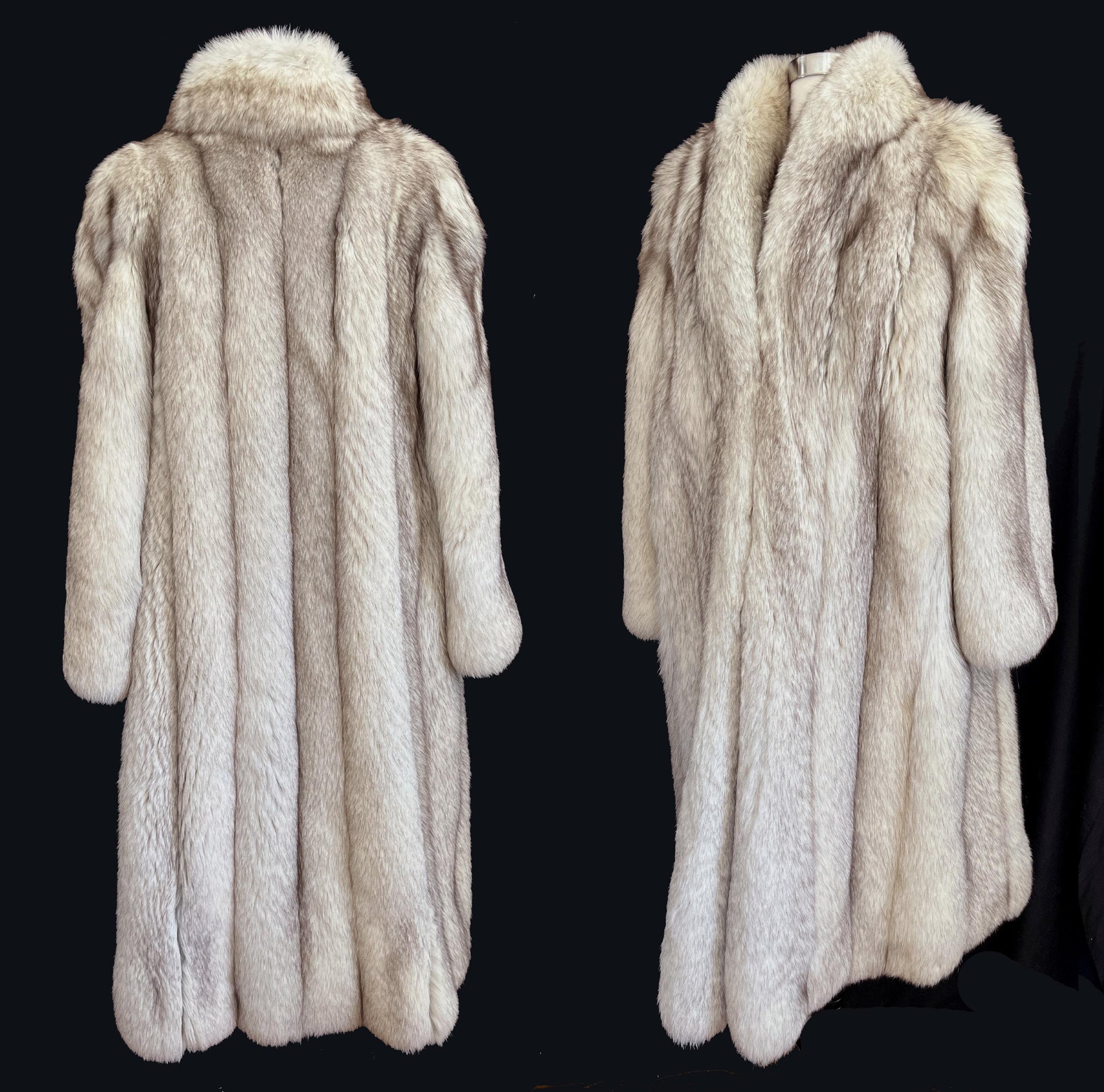 Full Length Norwegian FOX Fur Coat, Ivory Real Vintage Winter Wedding Long Jacket, Mob Wife Style, Long White Bridal Stole Gift, Apres Ski