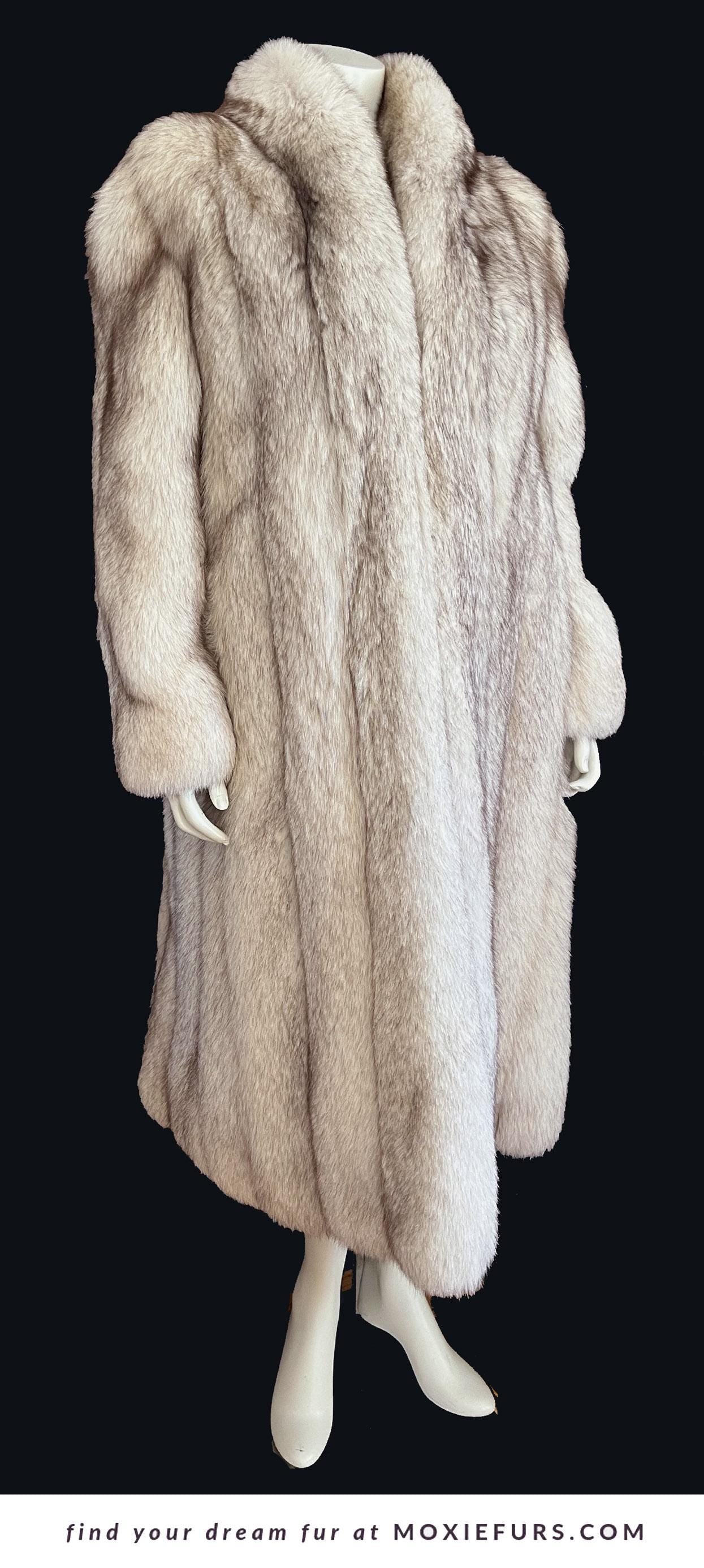 Full Length Norwegian FOX Fur Coat, Ivory Real Vintage Winter Wedding Long Jacket, Mob Wife Style, Long White Bridal Stole Gift, Apres Ski