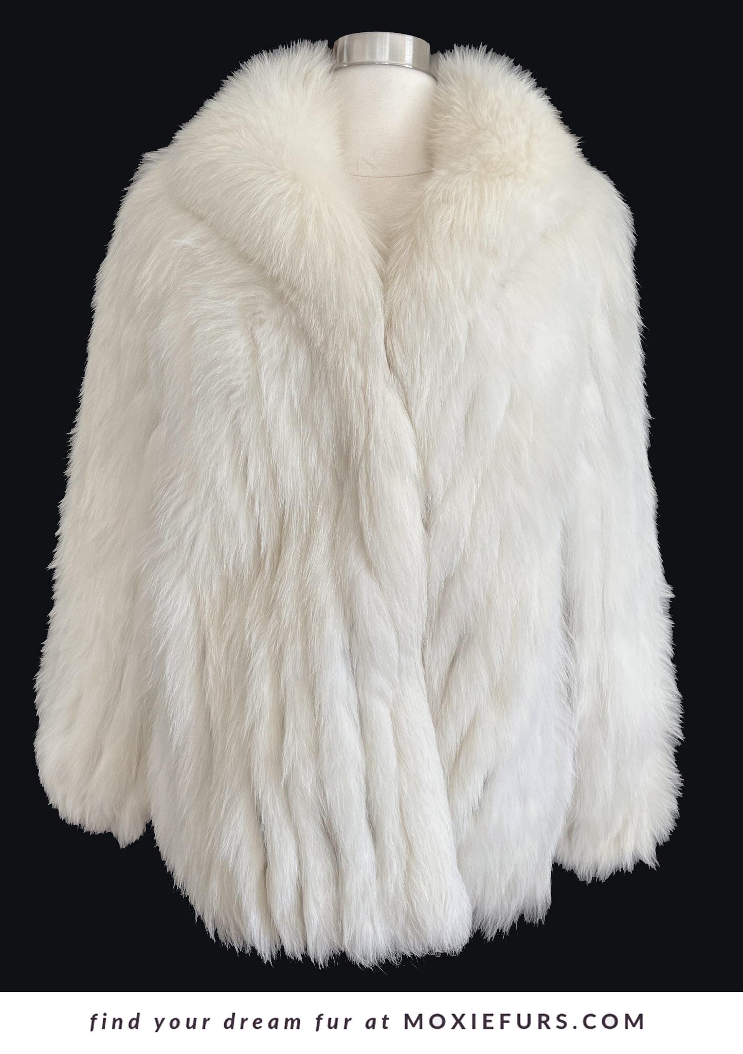 SAGA Arctic FOX Fur Coat, White Shadow Fox Bolero Jacket, Ivory Winter Wedding, Mob Wife Style, Apres Ski, Vintage Bridal Gift, Large