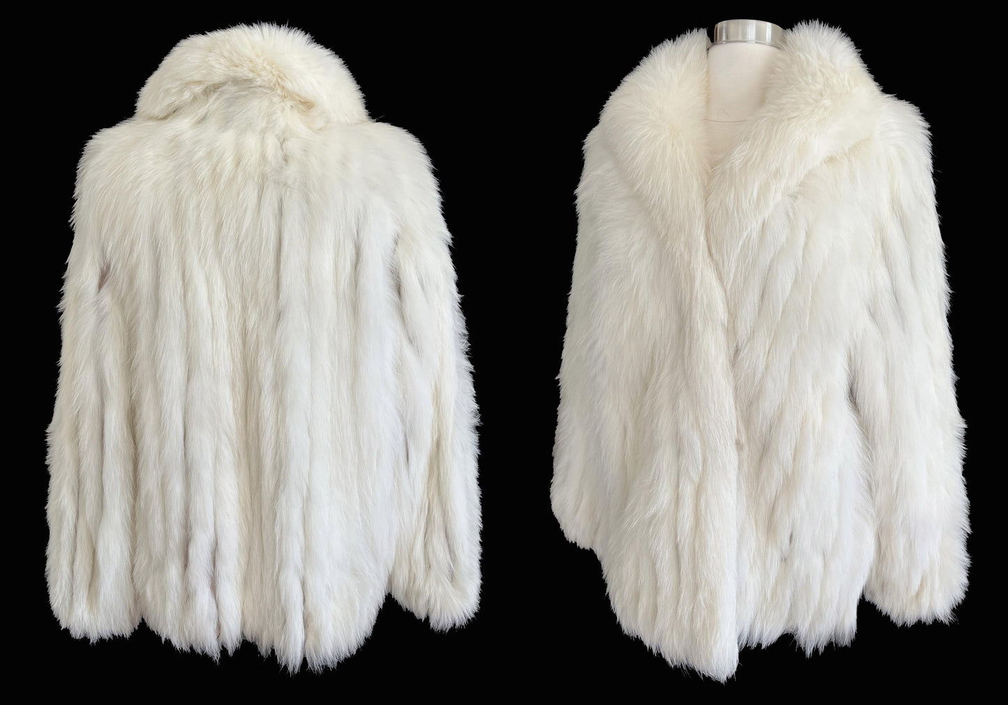 SAGA Arctic FOX Fur Coat, White Shadow Fox Bolero Jacket, Ivory Winter Wedding, Mob Wife Style, Apres Ski, Vintage Bridal Gift, Large