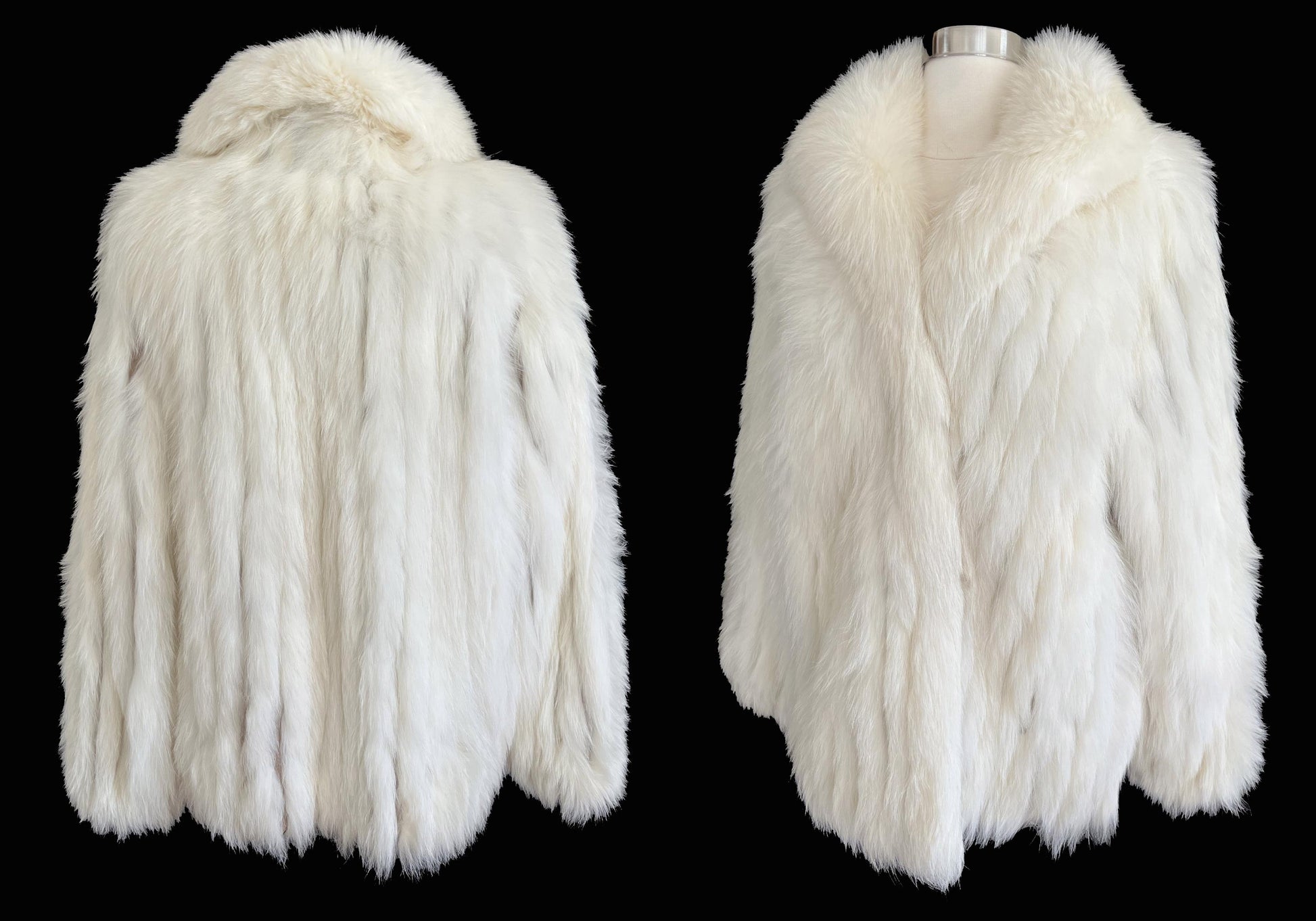 SAGA Arctic FOX Fur Coat, White Shadow Fox Bolero Jacket, Ivory Winter Wedding, Mob Wife Style, Apres Ski, Vintage Bridal Gift, Large