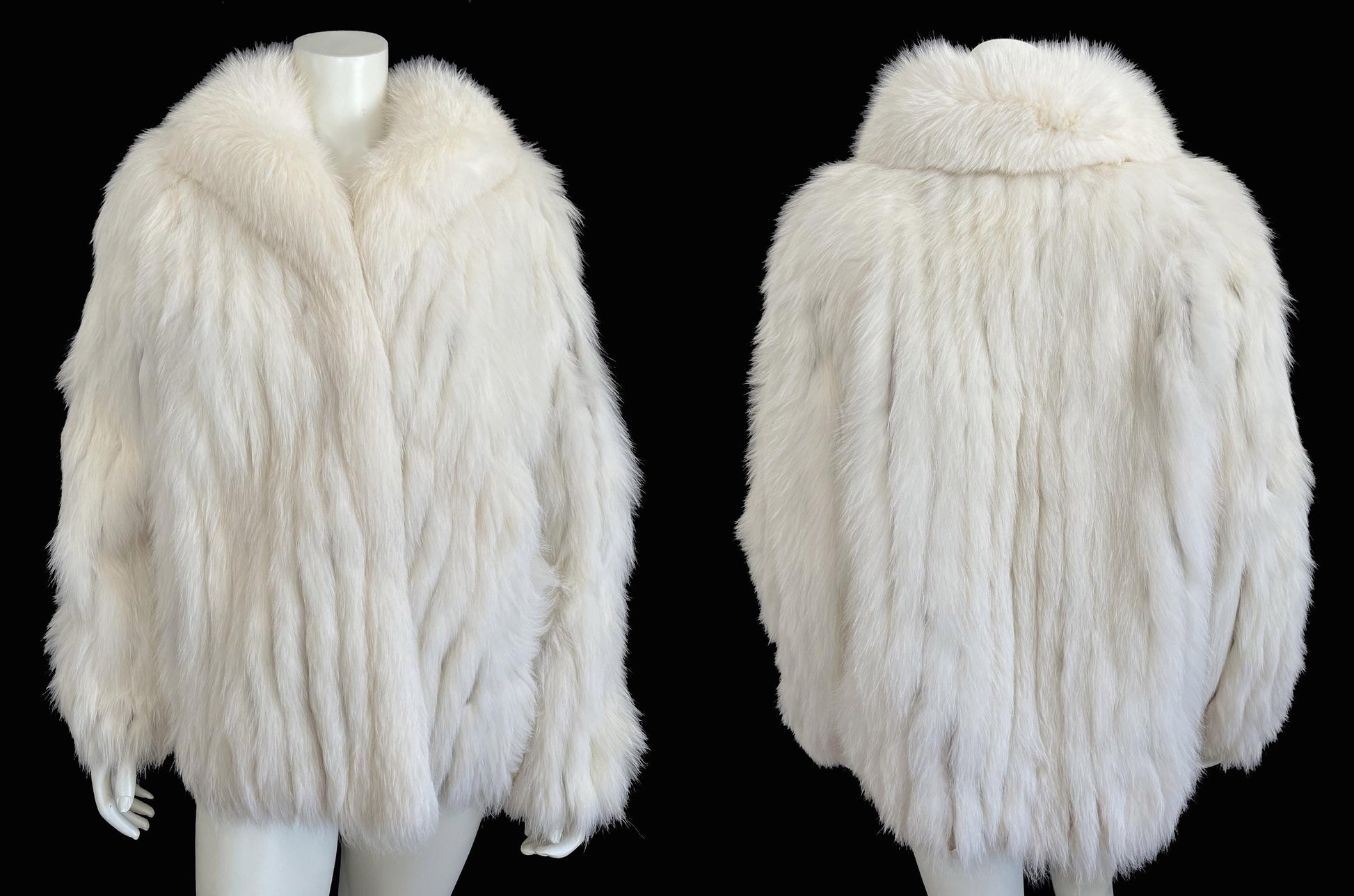 SAGA Arctic FOX Fur Coat, White Shadow Fox Bolero Jacket, Ivory Winter Wedding, Mob Wife Style, Apres Ski, Vintage Bridal Gift, Large