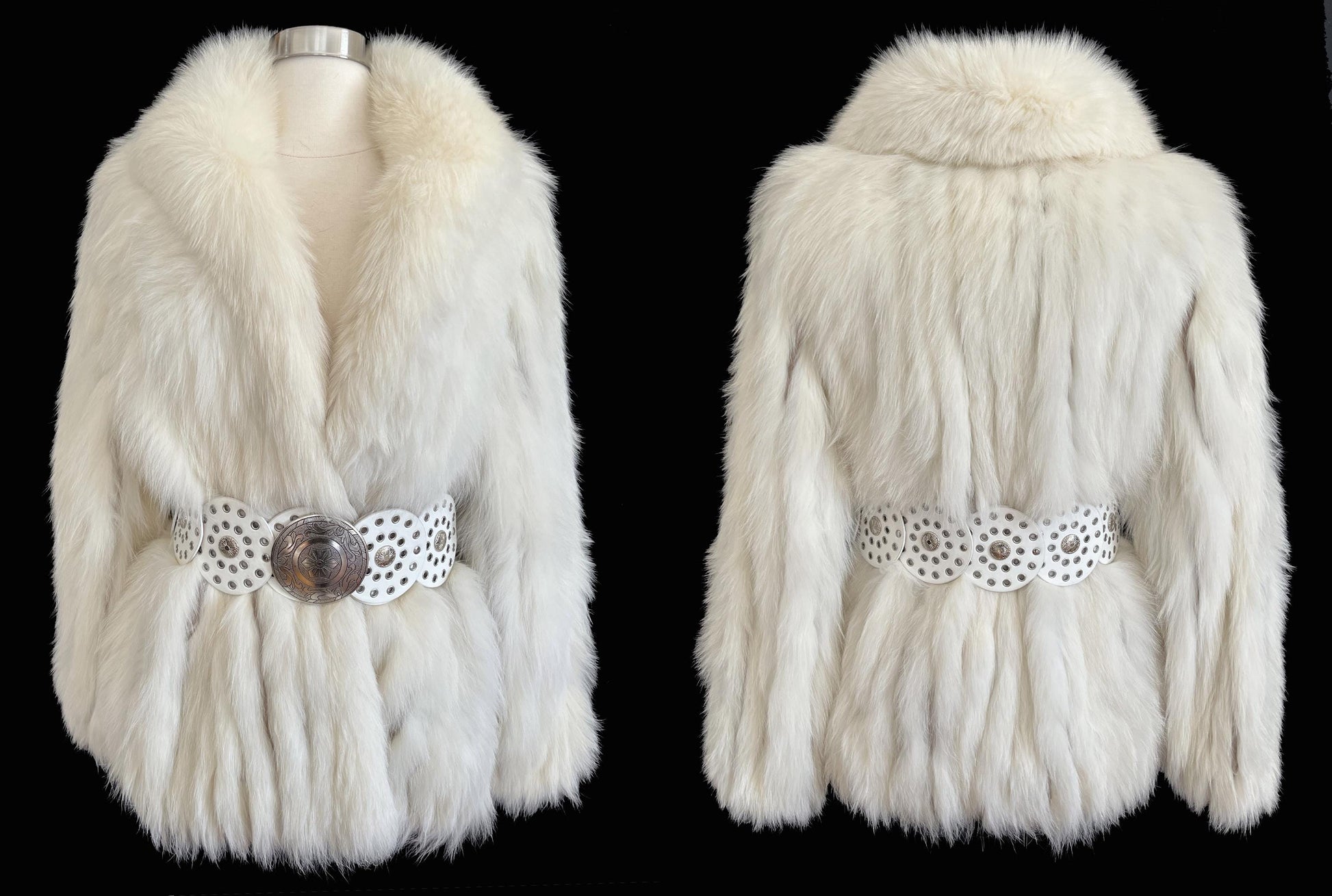 SAGA Arctic FOX Fur Coat, White Shadow Fox Bolero Jacket, Ivory Winter Wedding, Mob Wife Style, Apres Ski, Vintage Bridal Gift, Large