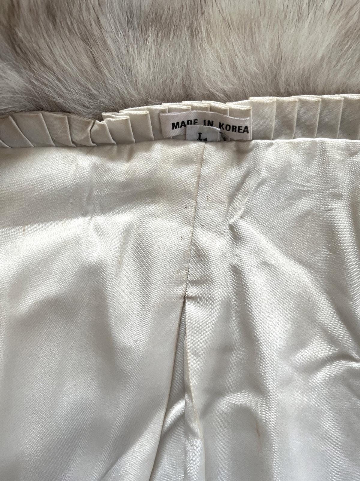 Norwegian FOX Fur Coat, Ivory Vintage Winter Wedding Jacket, White Bridal Stroller, 1980s Apres Ski Gift, Mob Wife Fit, Large XL Plus
