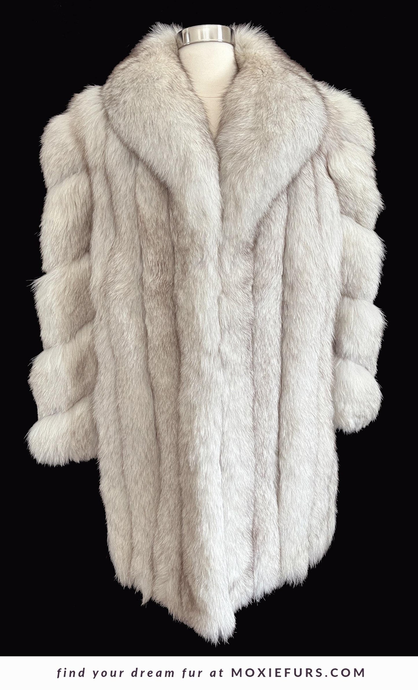 Norwegian FOX Fur Coat, Ivory Vintage Winter Wedding Jacket, White Bridal Stroller, 1980s Apres Ski Gift, Mob Wife Fit, Large XL Plus