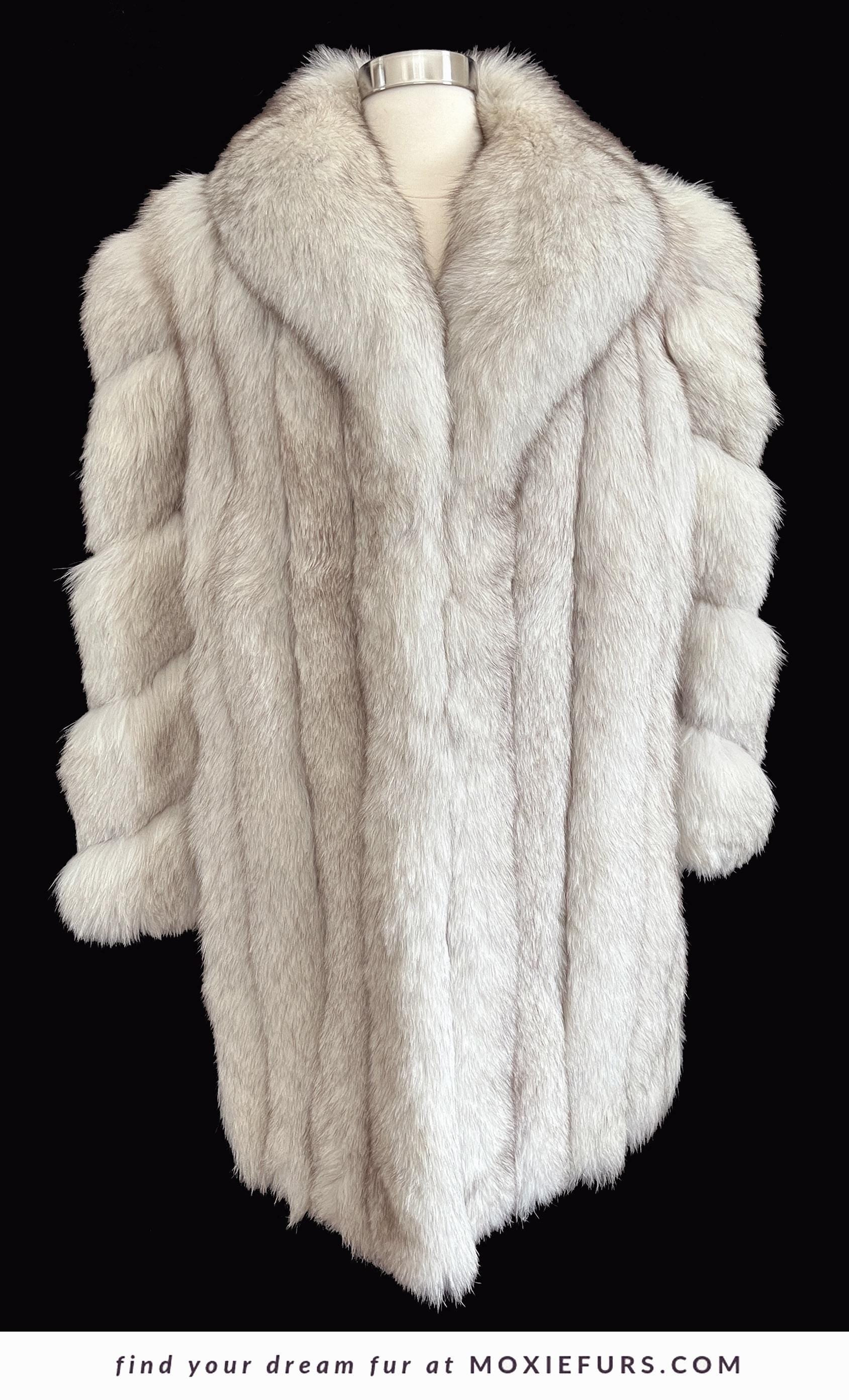 Norwegian FOX Fur Coat, Ivory Vintage Winter Wedding Jacket, White Bridal Stroller, 1980s Apres Ski Gift, Mob Wife Fit, Large XL Plus