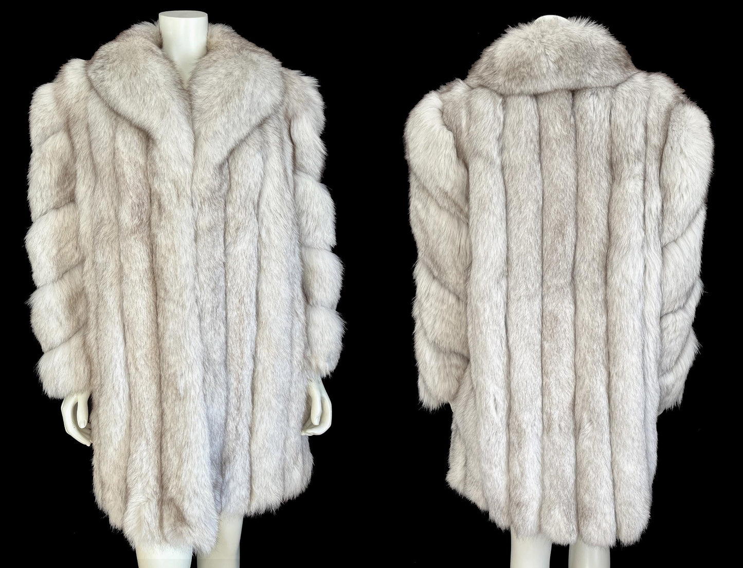 Norwegian FOX Fur Coat, Ivory Vintage Winter Wedding Jacket, White Bridal Stroller, 1980s Apres Ski Gift, Mob Wife Fit, Large XL Plus