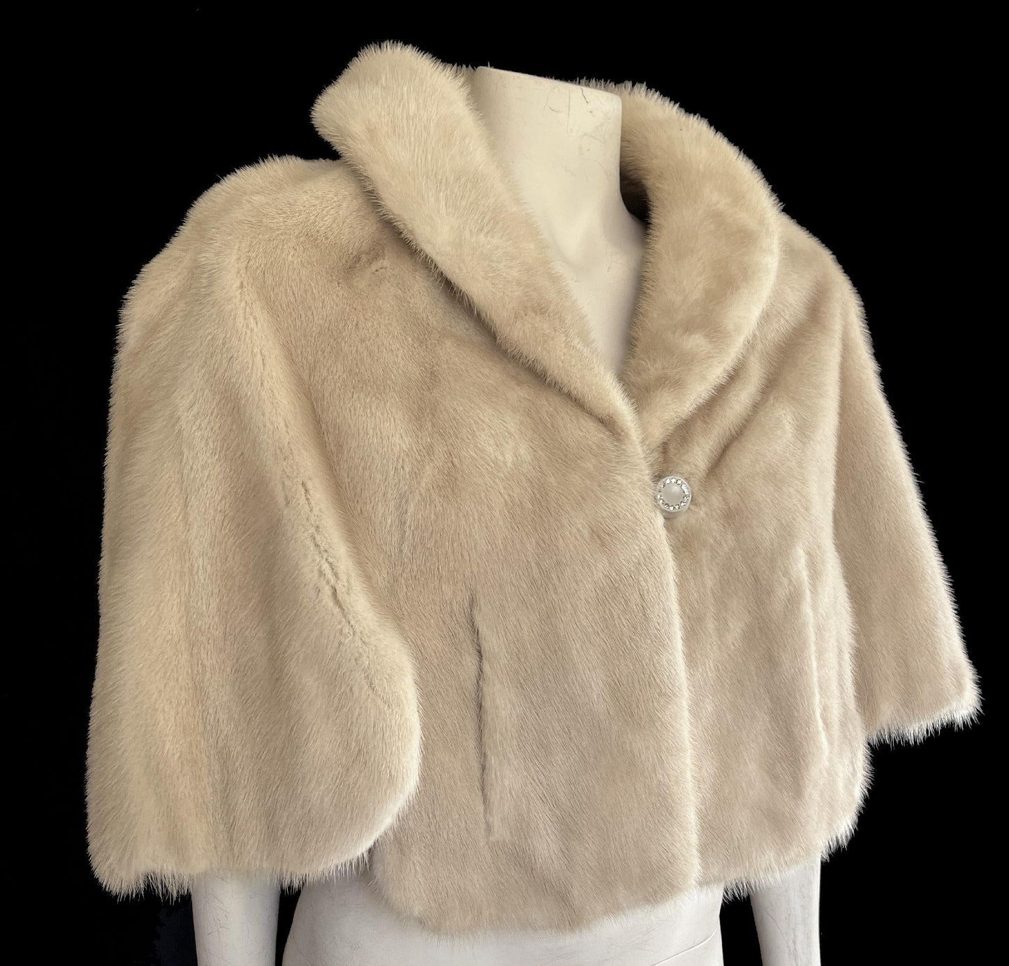 Beige MINK Fur Cape, Blonde Real Vintage Shawl, Retro Bridal Jacket, Winter Wedding Stole, Bridesmaid Coat, Mother of the Bride