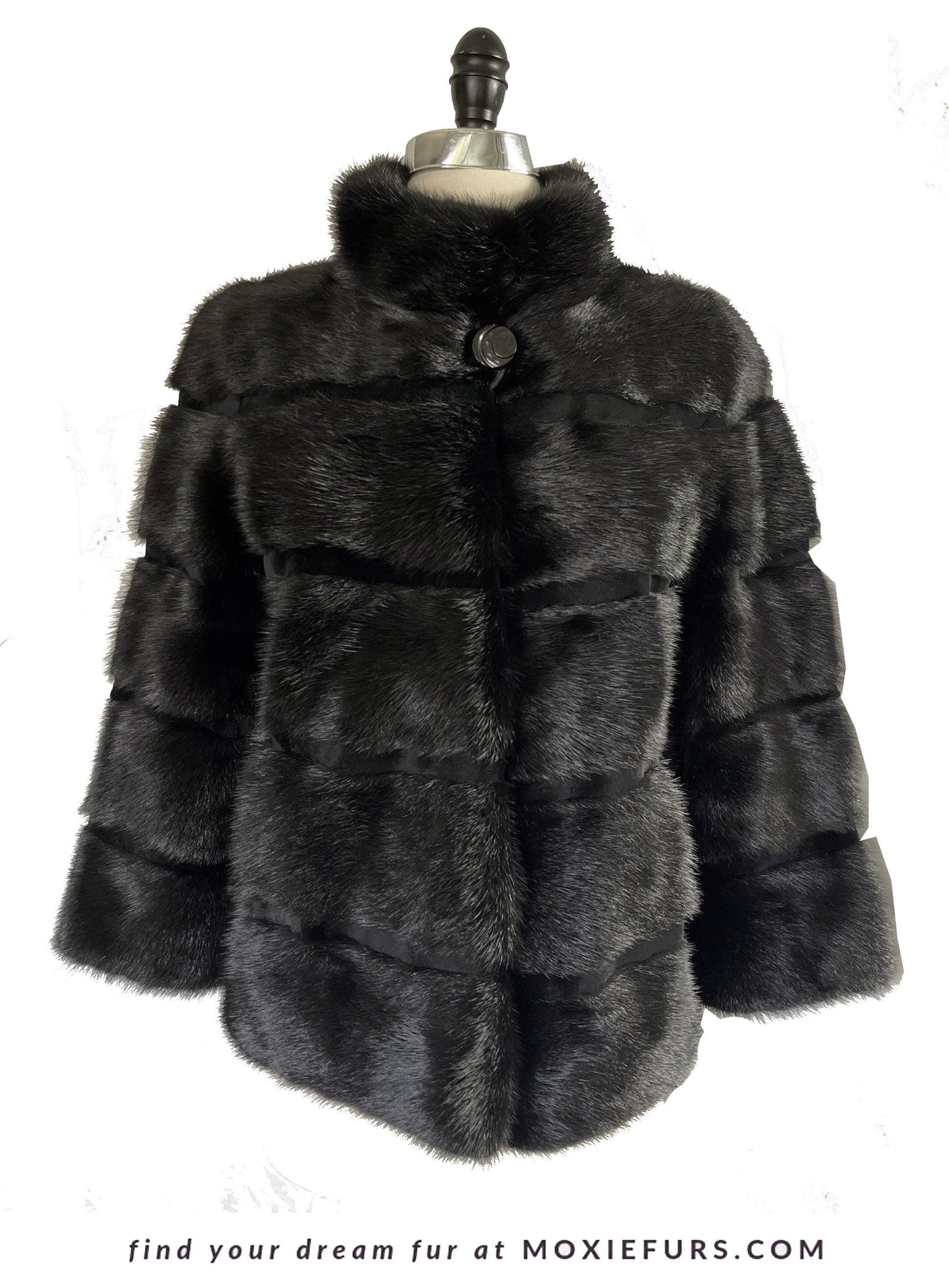 Black MINK Fur Jacket, Real Vintage Fur Coat, Hollywood Great Gatsby Party, '80s Retro Gift, Small