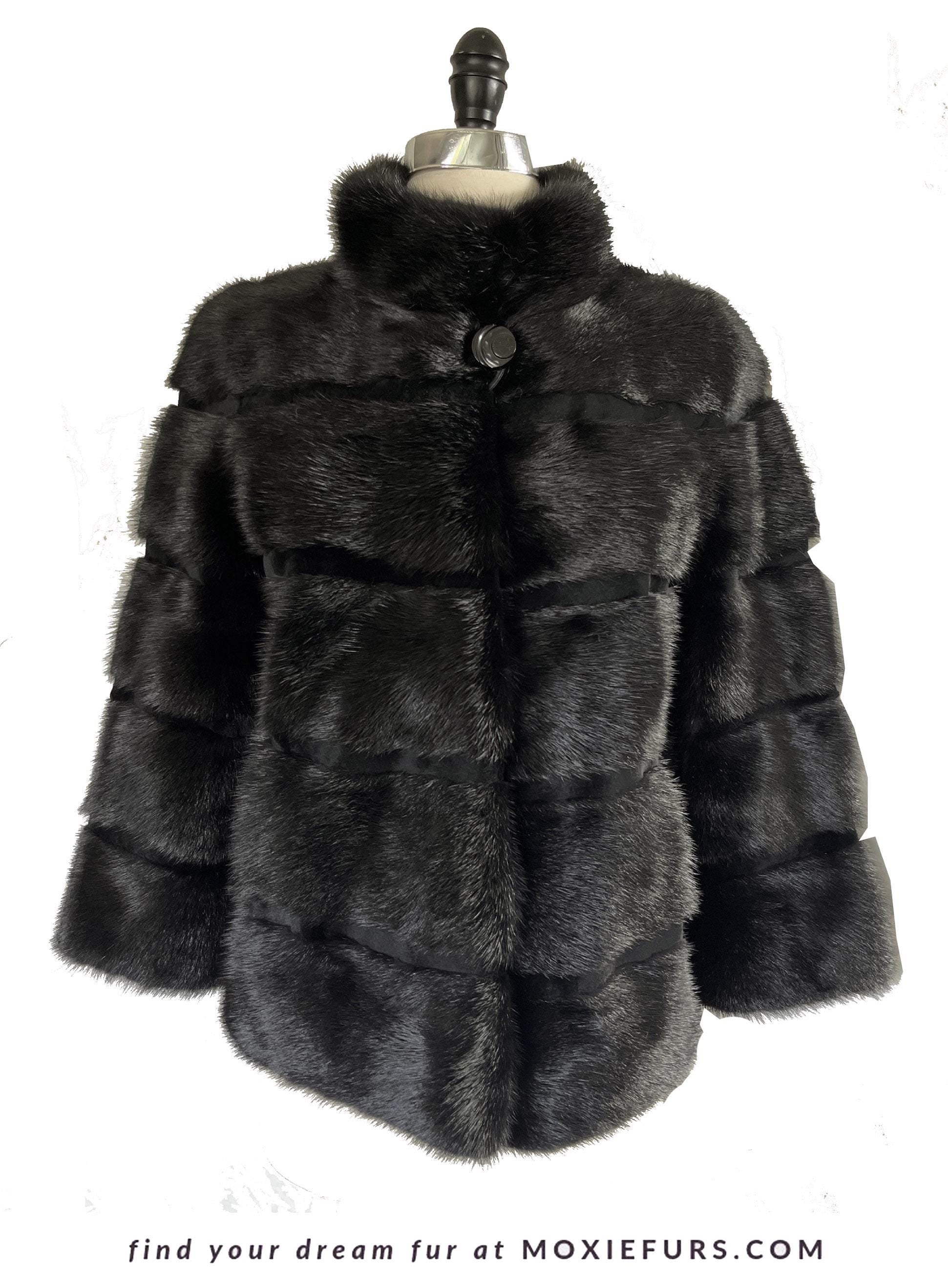Black MINK Fur Jacket, Real Vintage Fur Coat, Hollywood Great Gatsby Party, '80s Retro Gift, Small