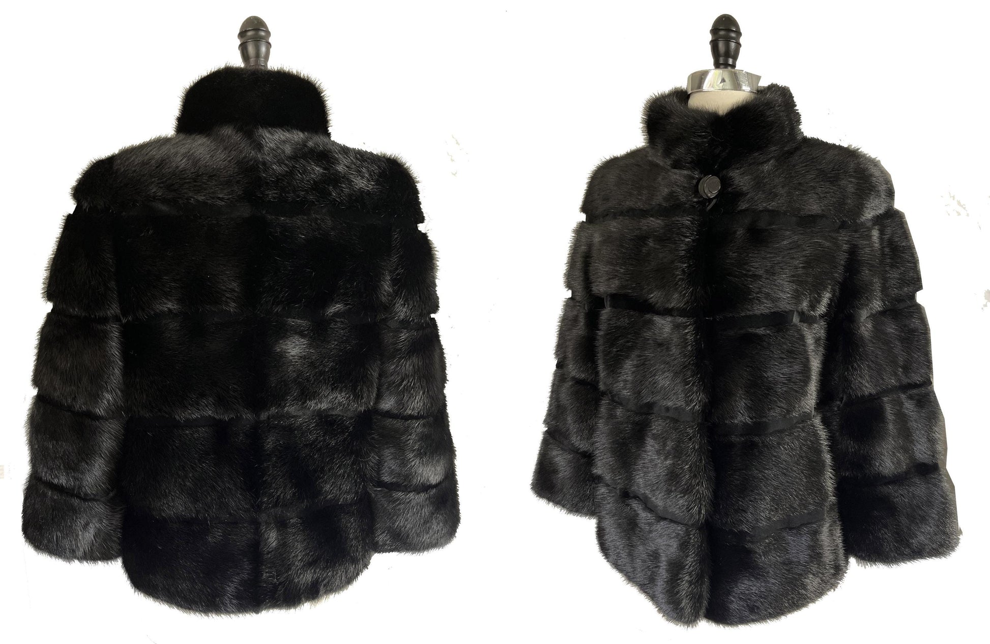Black MINK Fur Jacket, Real Vintage Fur Coat, Hollywood Great Gatsby Party, '80s Retro Gift, Small