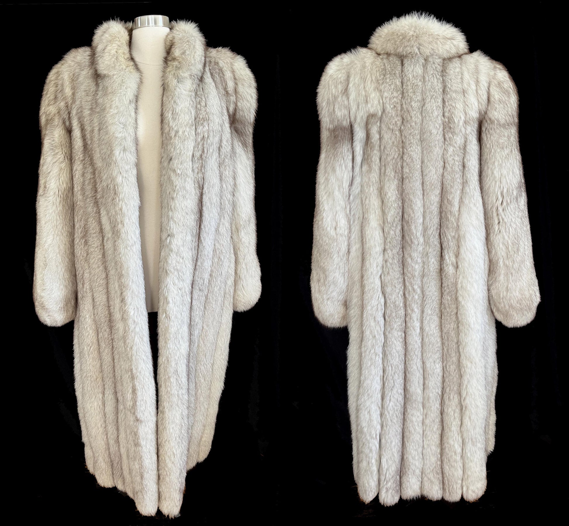 Norwegian FOX Fur Full Length Coat, Real Vintage Winter Wedding Jacket, Ivory White Bridal, Apres Ski, Mob Wife Style, Large XL Plus