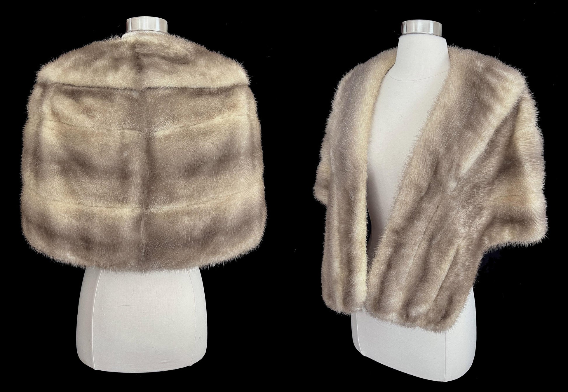Taupe MINK Fur Stole, Brown Rustic Shawl, Real Vintage Bridal Cape, Gray Winter Wedding Coat, Bridesmaid Jacket Gift, Great Gatsby, Small