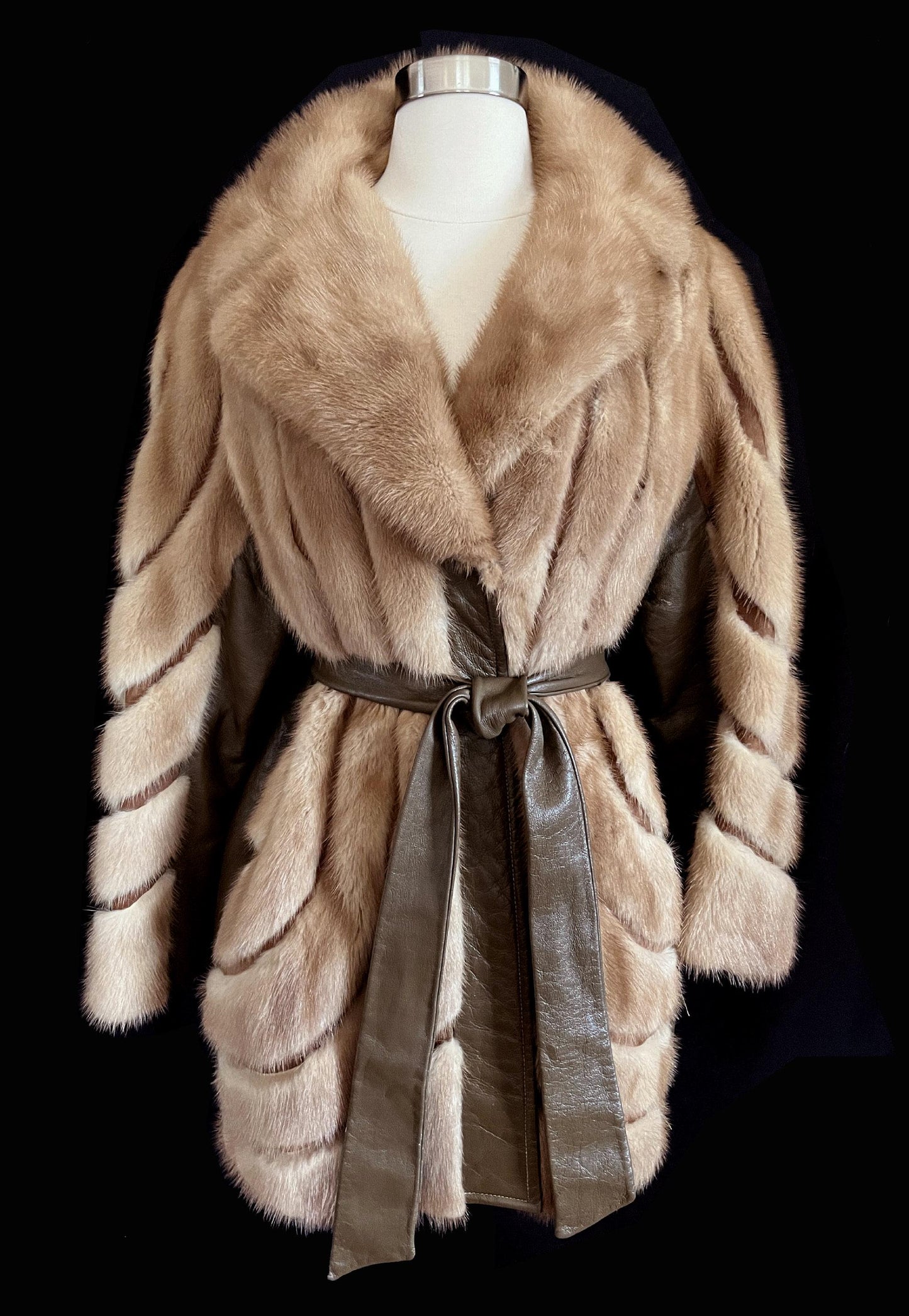 Brown MINK Fur Leather Coat, 1970s Pastel Real Vintage Jacket, Rustic Autumn Haze Wedding Bridal Bolero, Mob Wife Style Gift