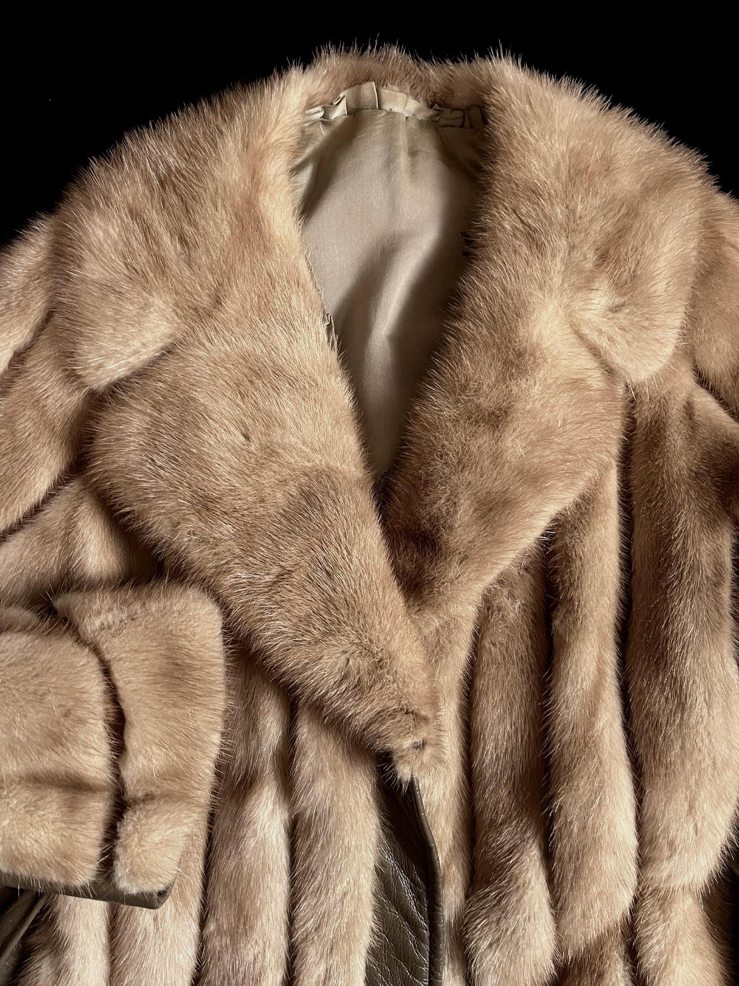 Brown MINK Fur Leather Coat, 1970s Pastel Real Vintage Jacket, Rustic Autumn Haze Wedding Bridal Bolero, Mob Wife Style Gift