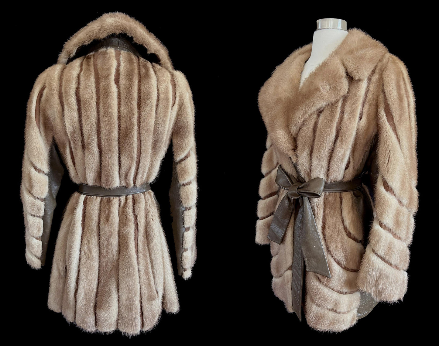 Brown MINK Fur Leather Coat, 1970s Pastel Real Vintage Jacket, Rustic Autumn Haze Wedding Bridal Bolero, Mob Wife Style Gift