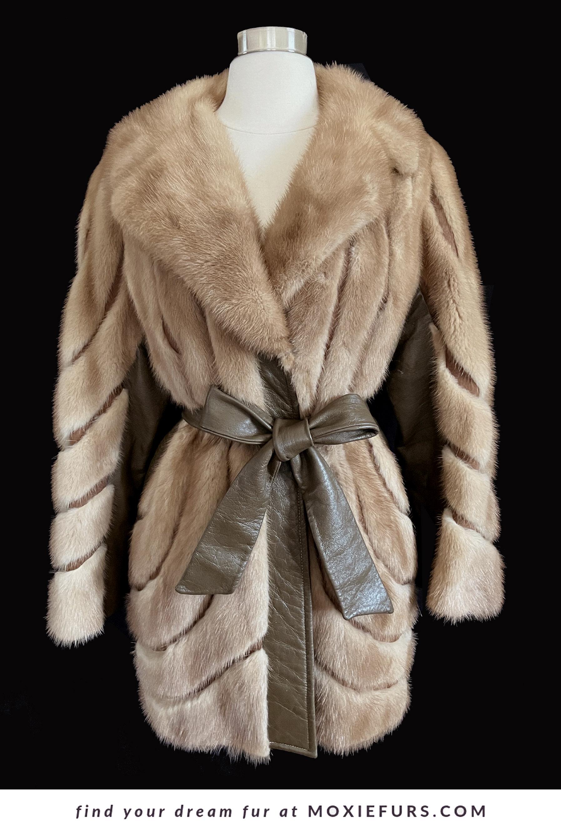 Brown MINK Fur Leather Coat, 1970s Pastel Real Vintage Jacket, Rustic Autumn Haze Wedding Bridal Bolero, Mob Wife Style Gift
