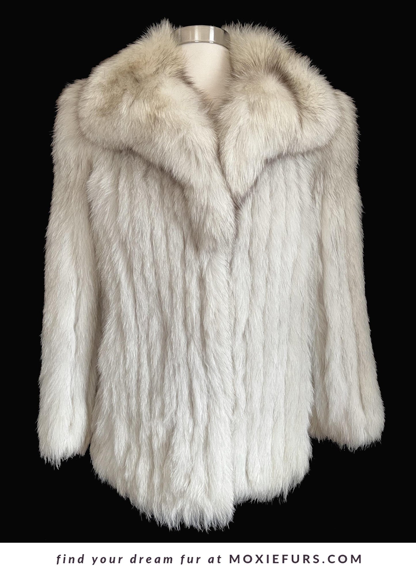 SAGA Norwegian FOX Fur Coat, Apres Ski Gift, Mob Wife Style, Ivory Winter Wedding Jacket, Real Vintage White Bridal Bolero, Small