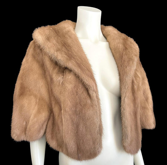 Brown MINK Fur Cape, Autumn Haze Real Vintage Shawl, Pastel Bridal Jacket, Winter Wedding Stole, Bridesmaid Coat, Mother of the Bride Gift