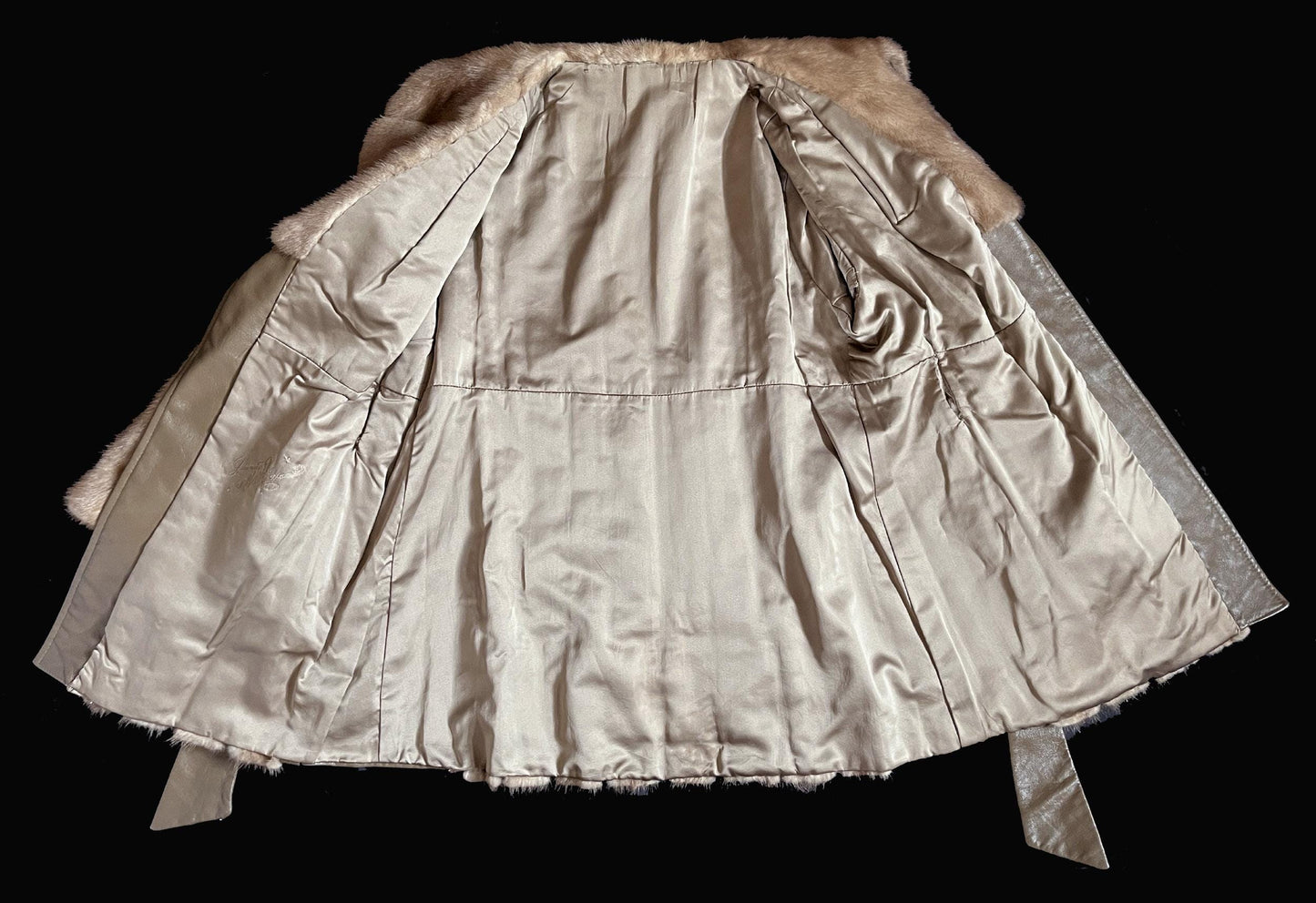 Brown MINK Fur Leather Coat, 1970s Pastel Real Vintage Jacket, Rustic Autumn Haze Wedding Bridal, Mob Wife Style Gift, Large XL