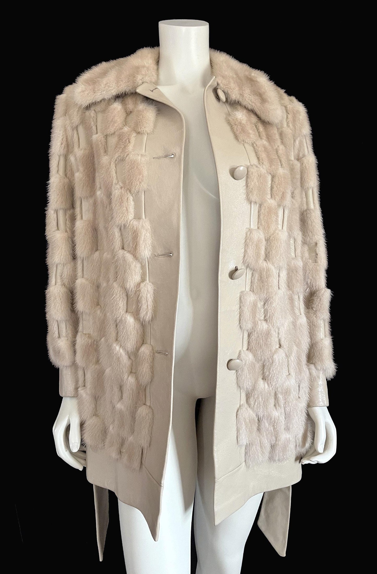 Beige MINK Fur Leather Coat, 1970s Real Vintage Jacket, Tan Blonde Wedding Bridal, Mob Wife Style Gift, Plus Large XL