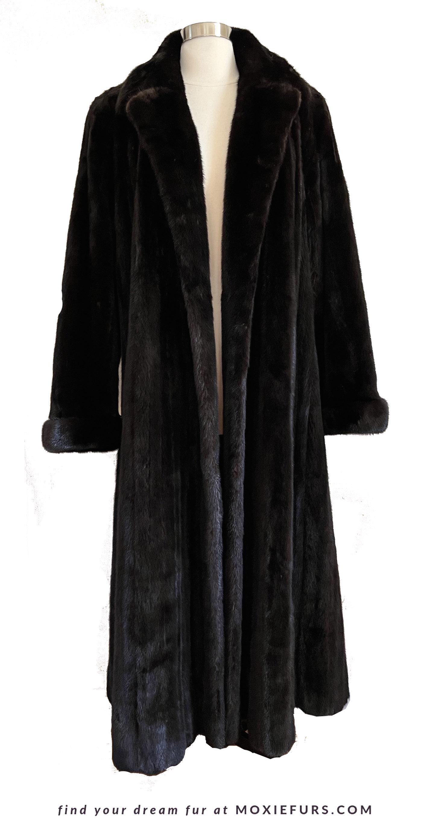 I. Magnin Geoffrey Beene MINK Fur Coat, Mahogany Ranch Brown Vintage Jacket, Full Length, Fully Let Out Female Skins Gift, Large XL Plus