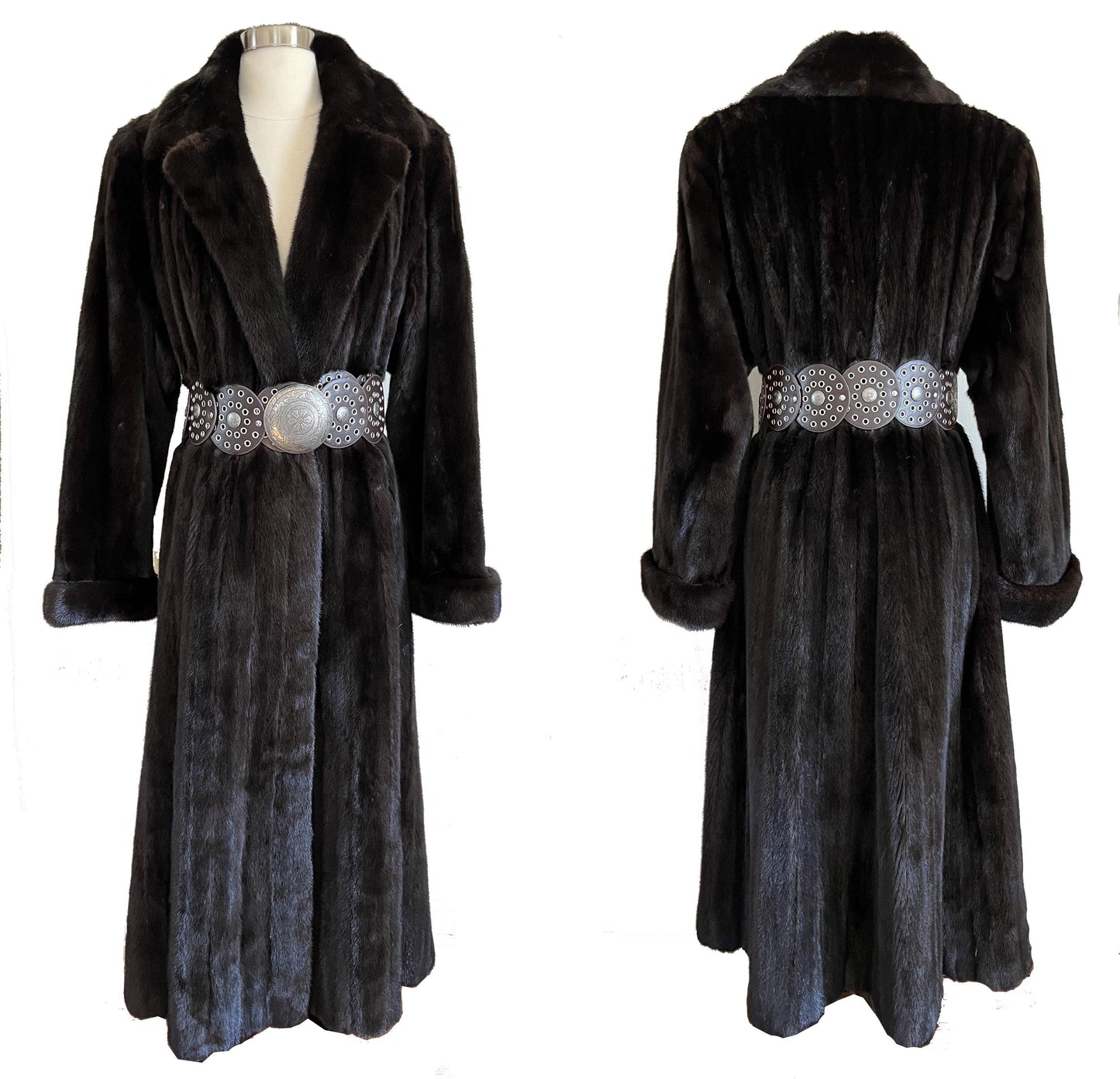 I. Magnin Geoffrey Beene MINK Fur Coat, Mahogany Ranch Brown Vintage Jacket, Full Length, Fully Let Out Female Skins Gift, Large XL Plus