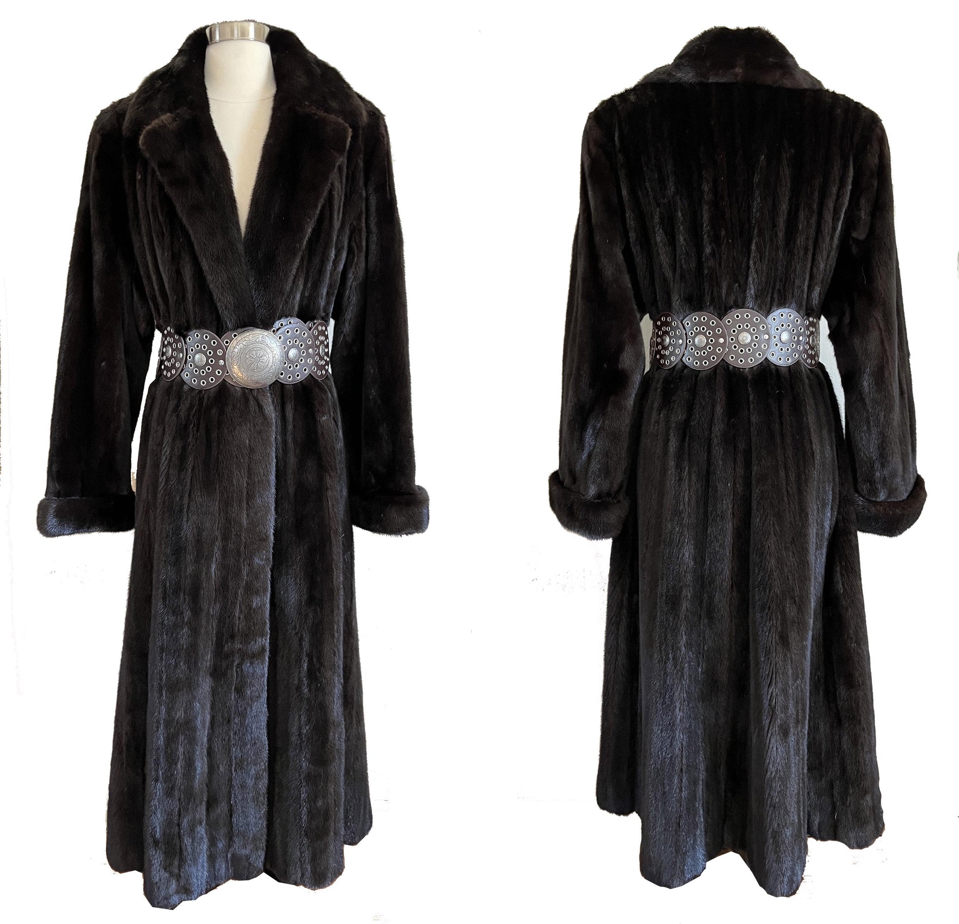 I. Magnin Geoffrey Beene MINK Fur Coat, Mahogany Ranch Brown Vintage Jacket, Full Length, Fully Let Out Female Skins Gift, Large XL Plus