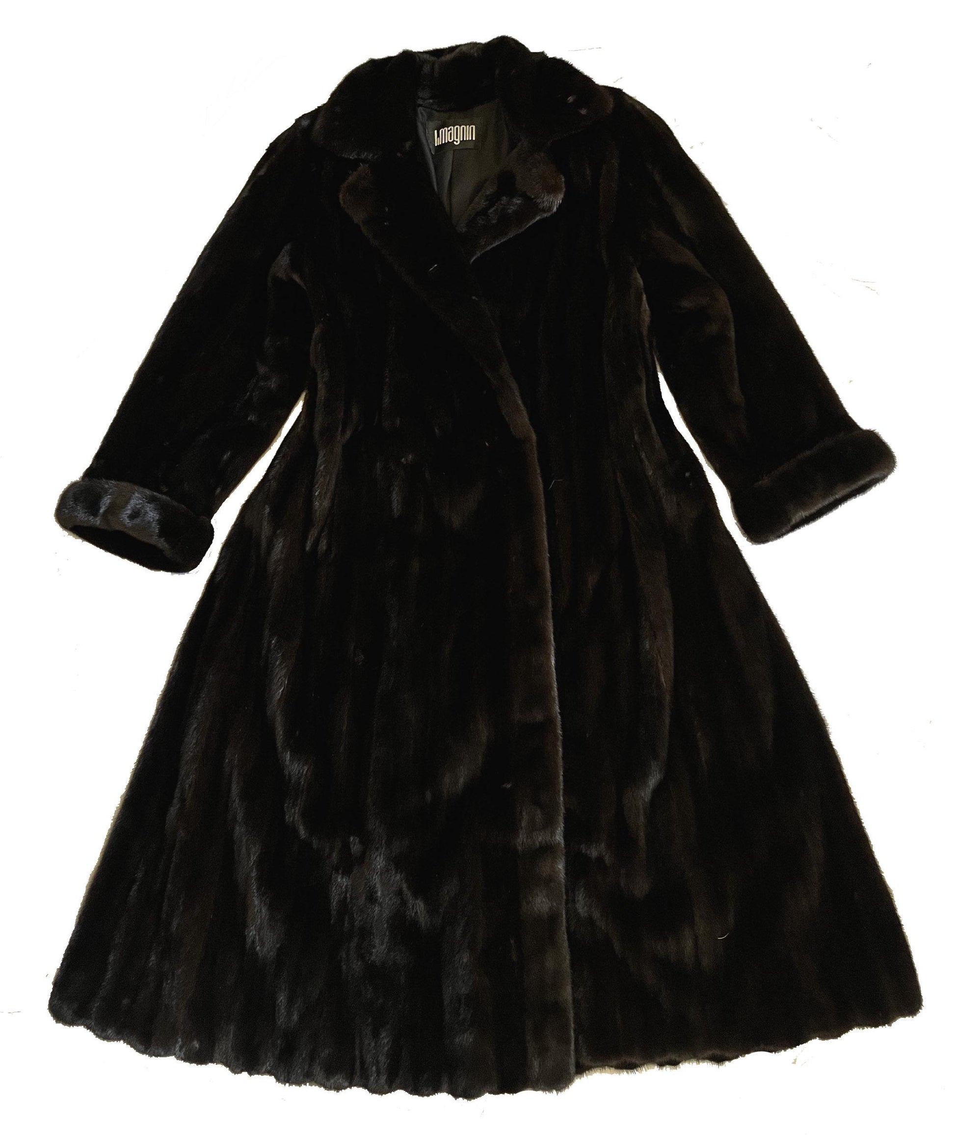 I. Magnin Geoffrey Beene MINK Fur Coat, Mahogany Ranch Brown Vintage Jacket, Full Length, Fully Let Out Female Skins Gift, Large XL Plus