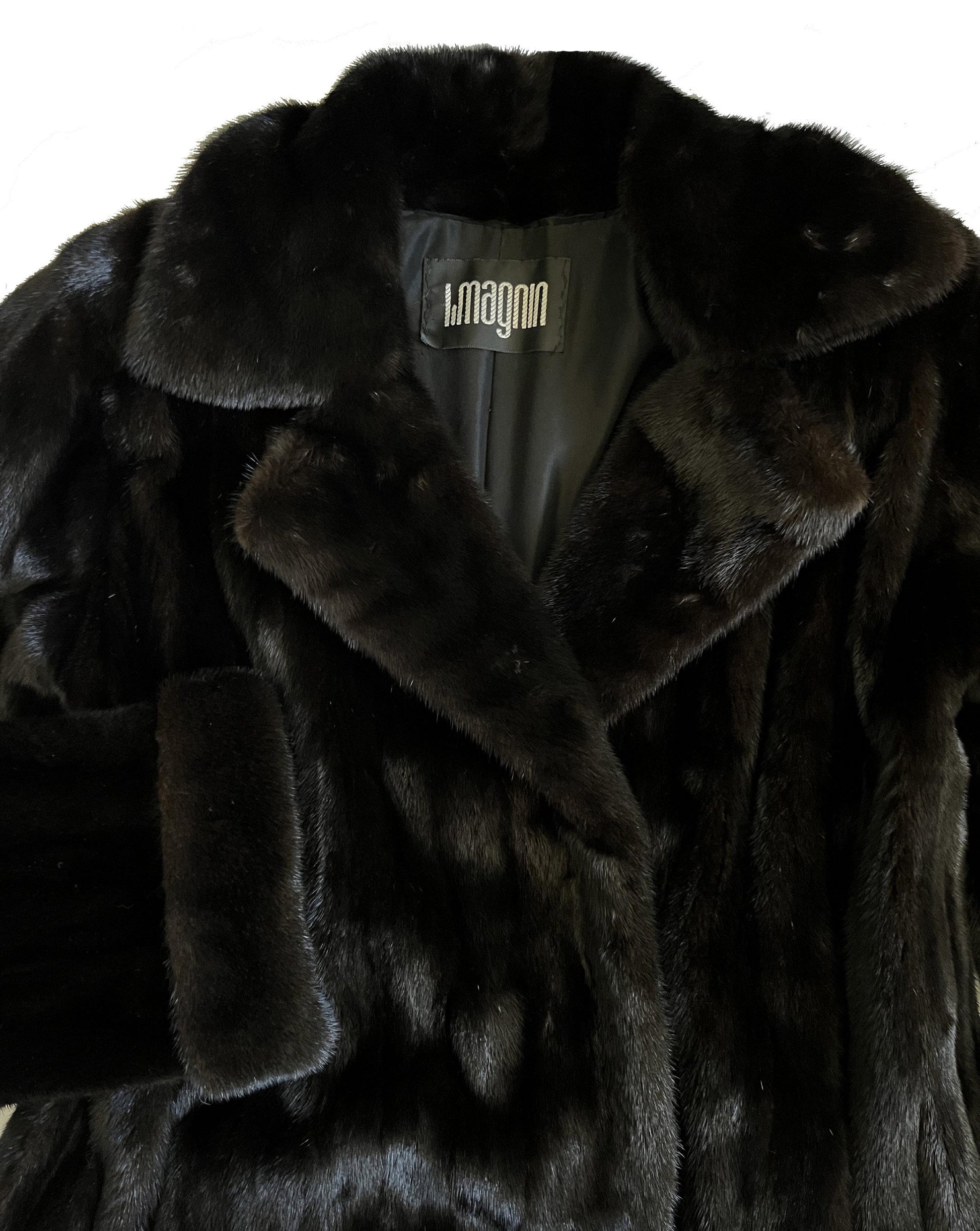 I. Magnin Geoffrey Beene MINK Fur Coat, Mahogany Ranch Brown Vintage Jacket, Full Length, Fully Let Out Female Skins Gift, Large XL Plus