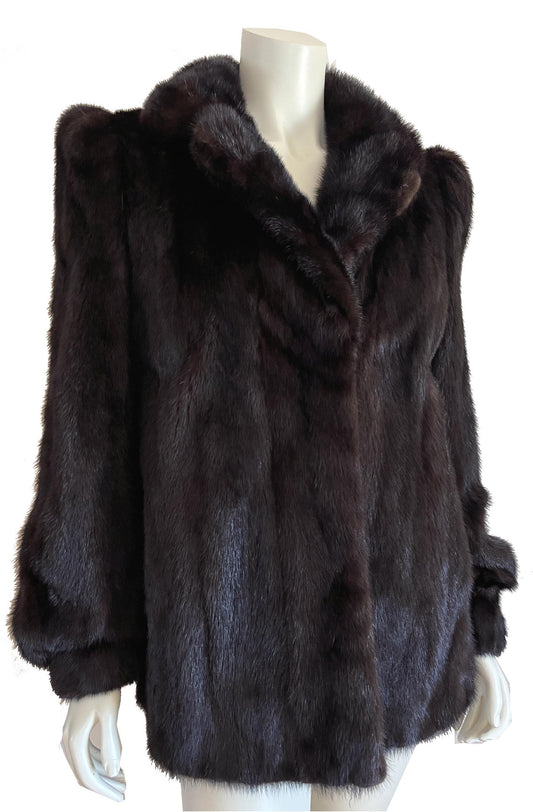 Ranch MINK Fur Coat, Real Vintage Mahogany Jacket, Rustic Dark Brown Wedding Bridal Bolero, Mob Wife Gift