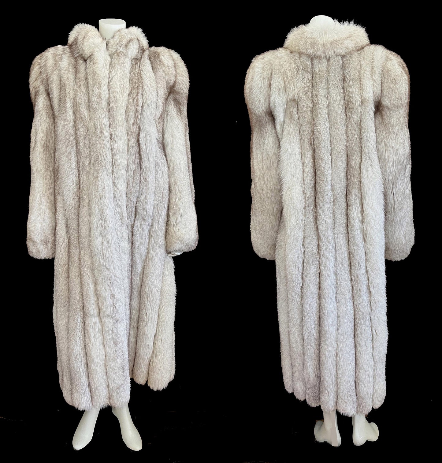 Norwegian FOX Fur Full Length Coat, Real Vintage Winter Wedding Jacket, Ivory White Bridal, Apres Ski, Mob Wife Style, Large XL Plus