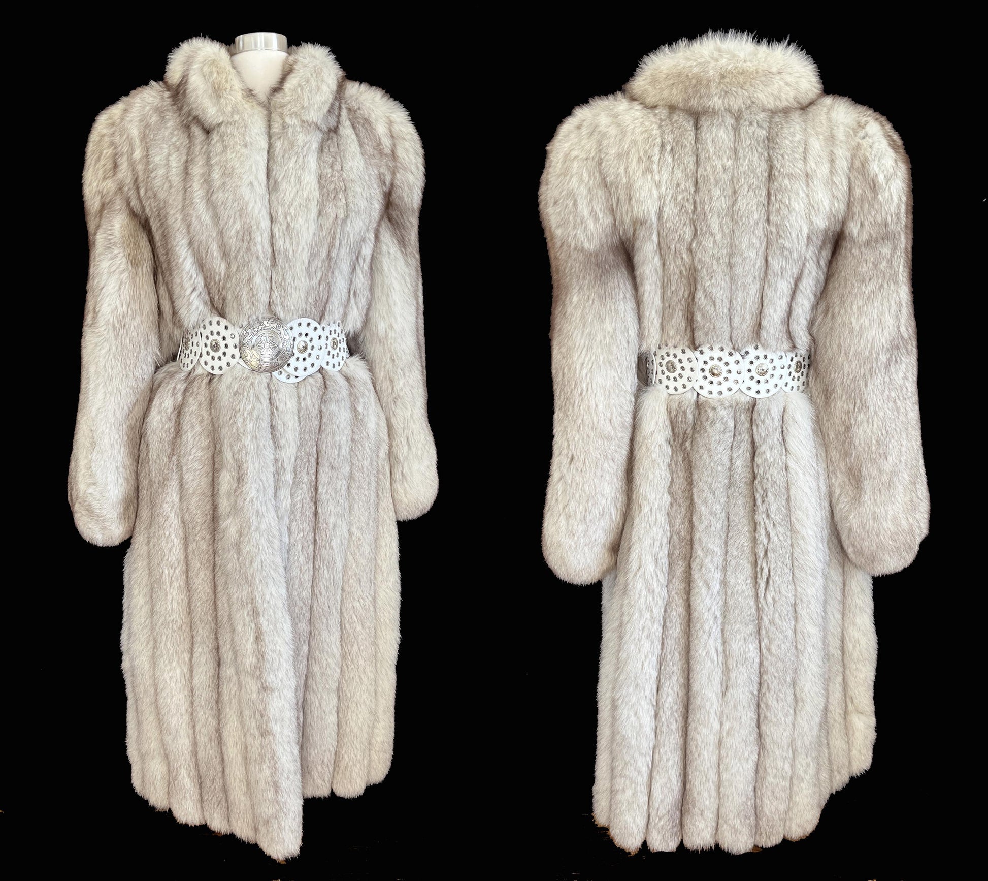 Norwegian FOX Fur Full Length Coat, Real Vintage Winter Wedding Jacket, Ivory White Bridal, Apres Ski, Mob Wife Style, Large XL Plus