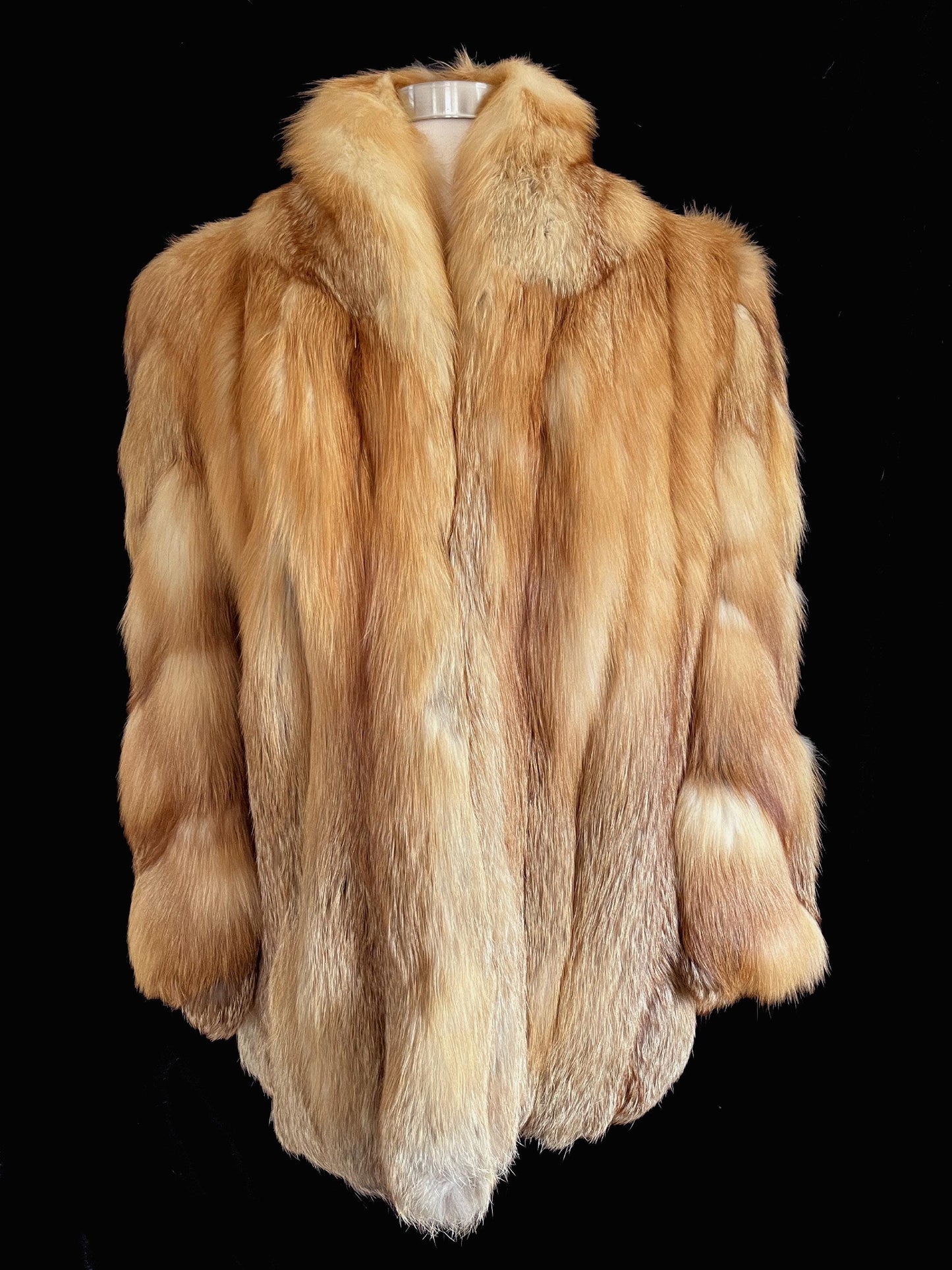 Ocar de la Renta RED FOX Fur Coat, Mob Wife Style, Rustic Wedding Bridal Jacket, Brown Real Vintage Bolero, Apres Ski Gift for Her
