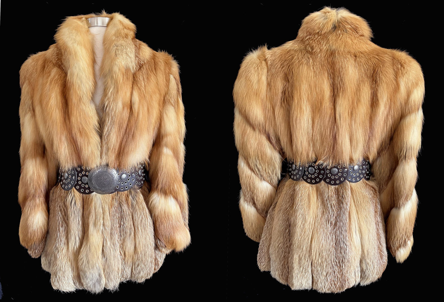 Ocar de la Renta RED FOX Fur Coat, Mob Wife Style, Rustic Wedding Bridal Jacket, Brown Real Vintage Bolero, Apres Ski Gift for Her