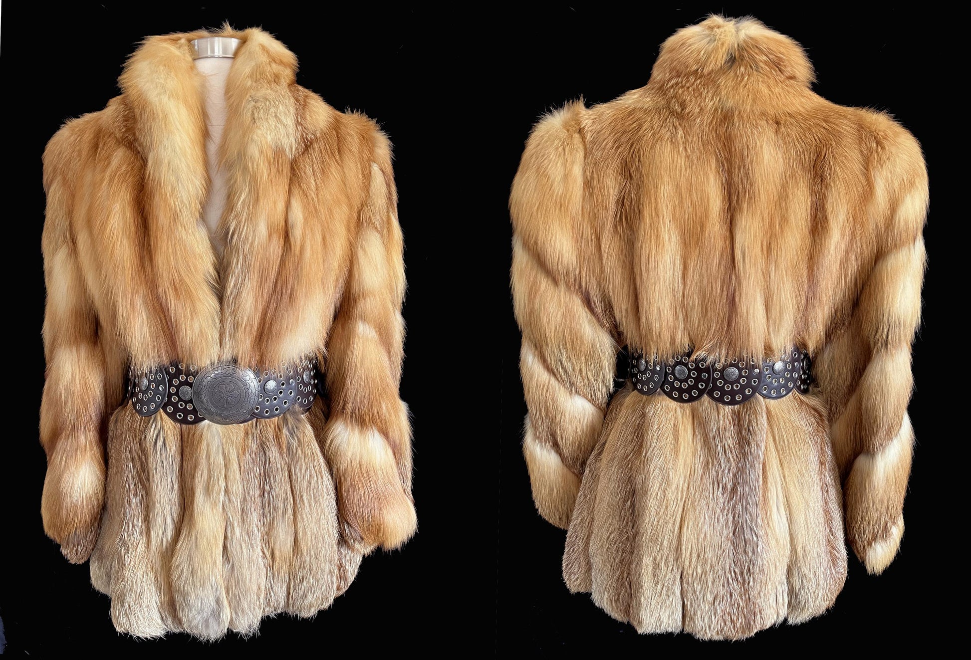 Ocar de la Renta RED FOX Fur Coat, Mob Wife Style, Rustic Wedding Bridal Jacket, Brown Real Vintage Bolero, Apres Ski Gift for Her