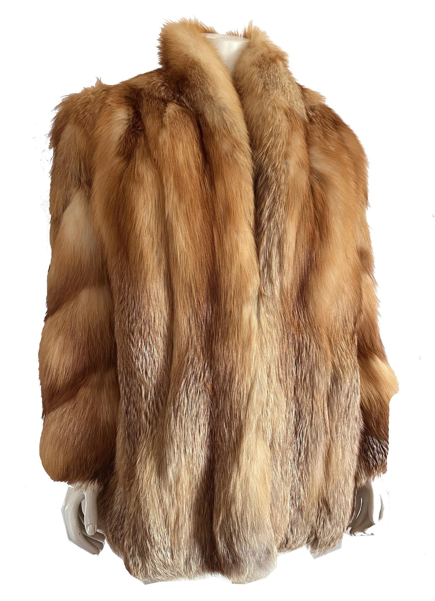 Ocar de la Renta RED FOX Fur Coat, Mob Wife Style, Rustic Wedding Bridal Jacket, Brown Real Vintage Bolero, Apres Ski Gift for Her