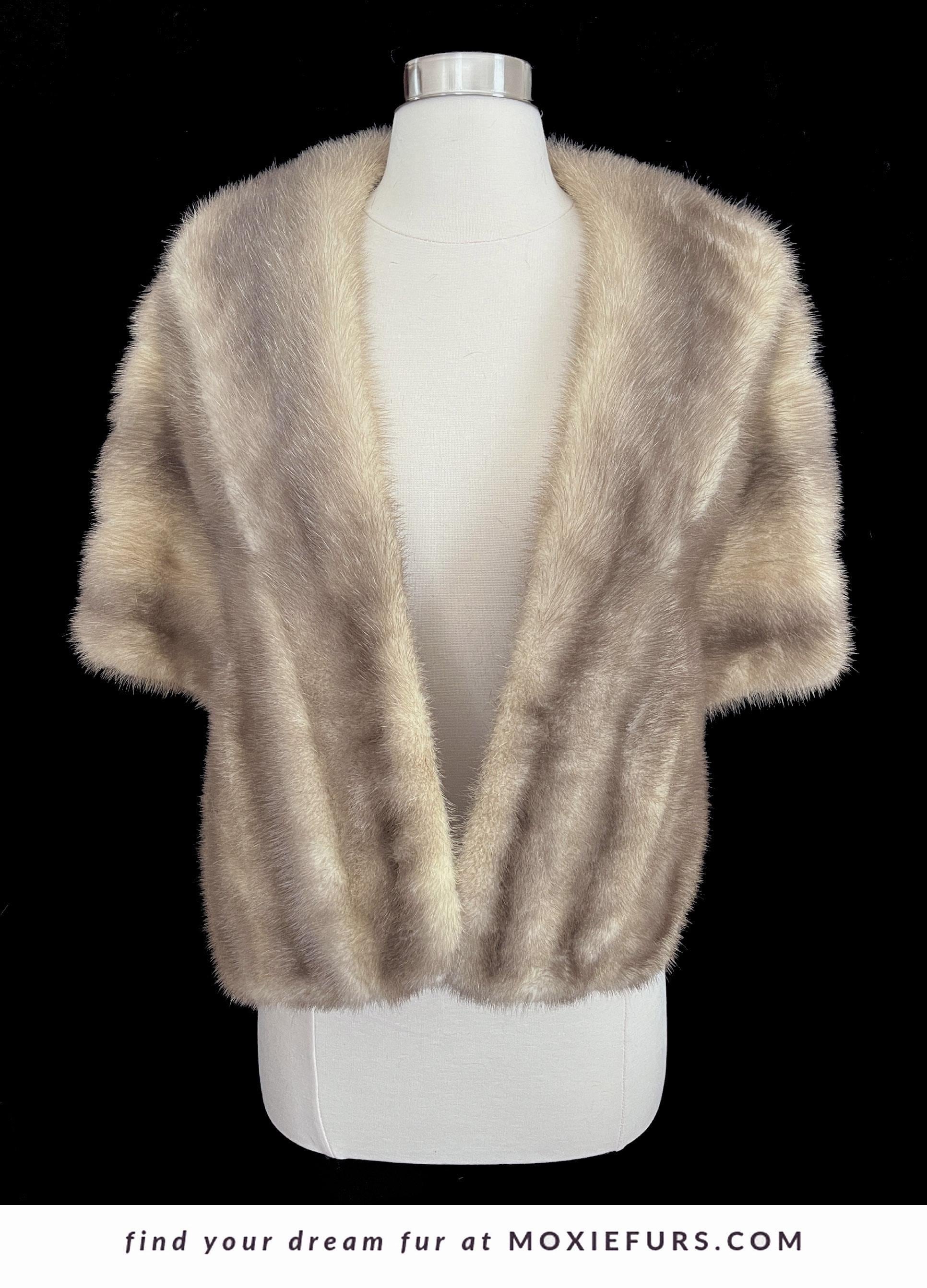Taupe MINK Fur Stole, Brown Rustic Shawl, Real Vintage Bridal Cape, Gray Winter Wedding Coat, Bridesmaid Jacket Gift, Great Gatsby, Small