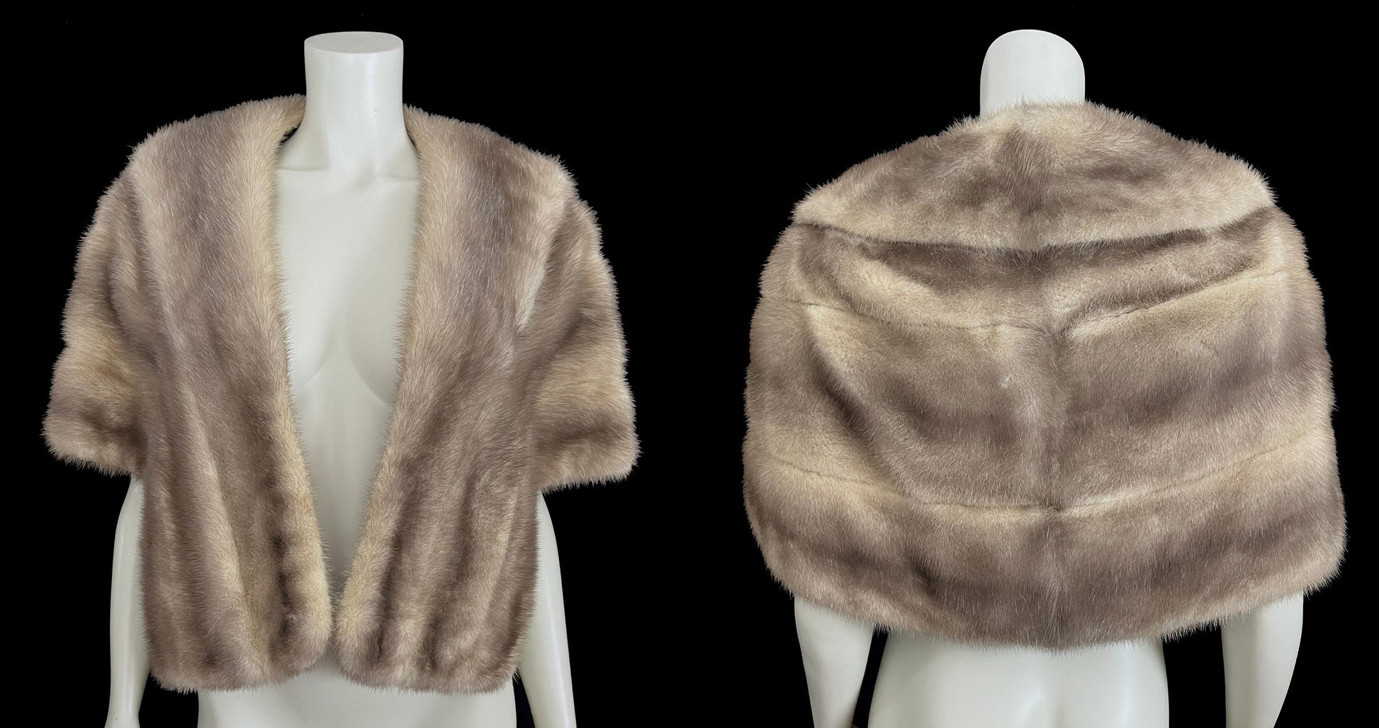 Taupe MINK Fur Stole, Brown Rustic Shawl, Real Vintage Bridal Cape, Gray Winter Wedding Coat, Bridesmaid Jacket Gift, Great Gatsby, Small