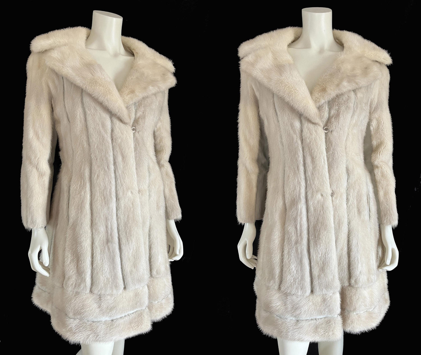 Beige MINK Fur Coat, Leather Belt Retro Ivory Jacket, 2 Lengths, 1970s Almost Famous, Blonde Rustic Wedding Bridal Stroller Gift, Small