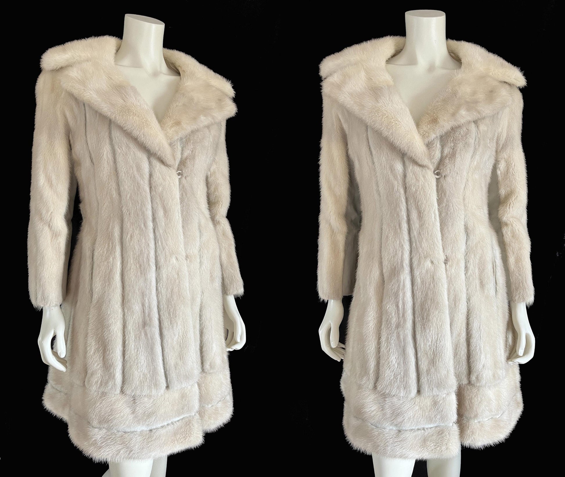 Beige MINK Fur Coat, Leather Belt Retro Ivory Jacket, 2 Lengths, 1970s Almost Famous, Blonde Rustic Wedding Bridal Stroller Gift, Small