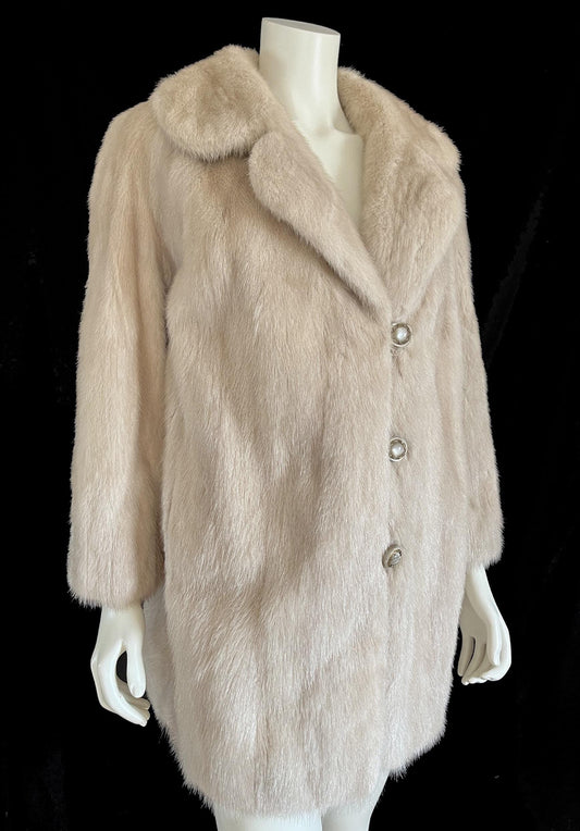 Beige Mink Fur Coat, Blonde Real Vintage Jacket, Tourmaline Champagne Bridal Stroller Bolero, Rustic Winter Wedding Bridesmaid Gift, Large