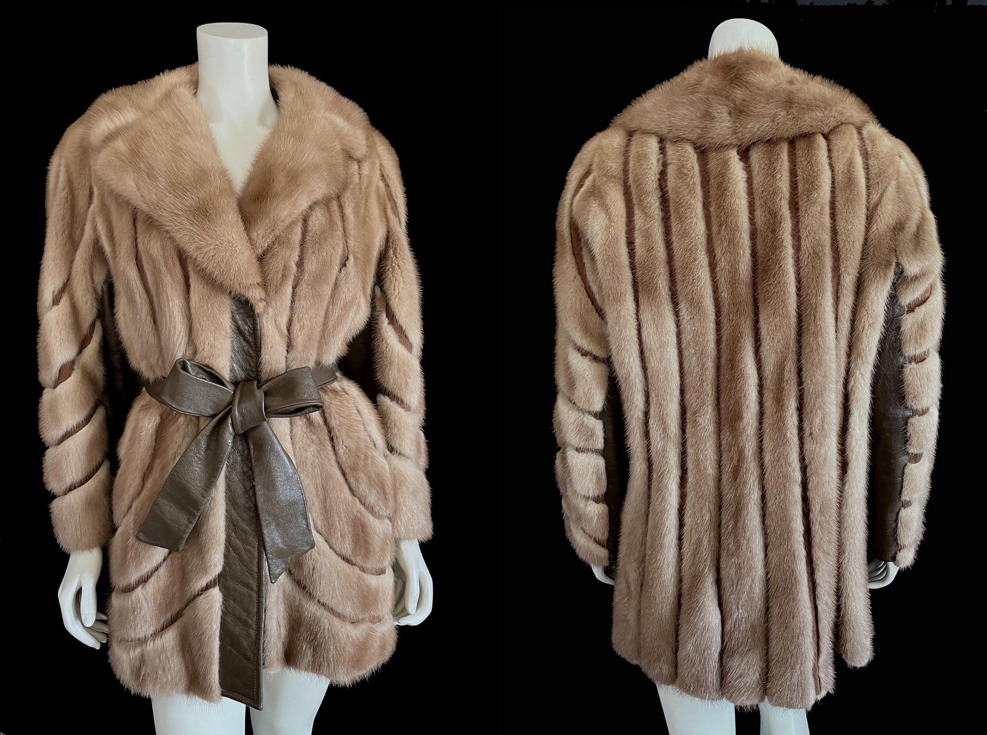 Brown MINK Fur Leather Coat, 1970s Pastel Real Vintage Jacket, Rustic Autumn Haze Wedding Bridal Bolero, Mob Wife Style Gift