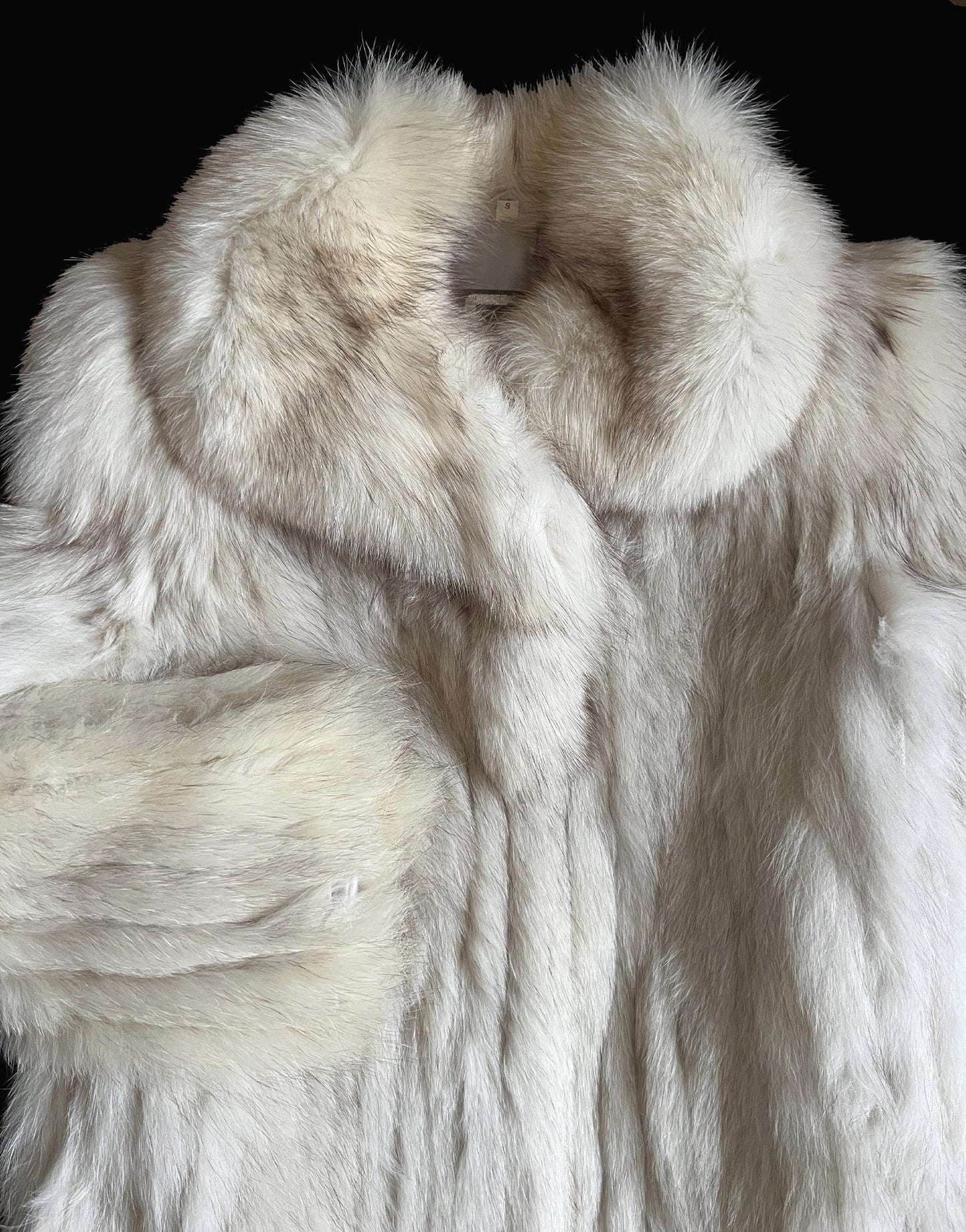 SAGA Norwegian FOX Fur Coat, Apres Ski Gift, Mob Wife Style, Ivory Winter Wedding Jacket, Real Vintage White Bridal Bolero, Small