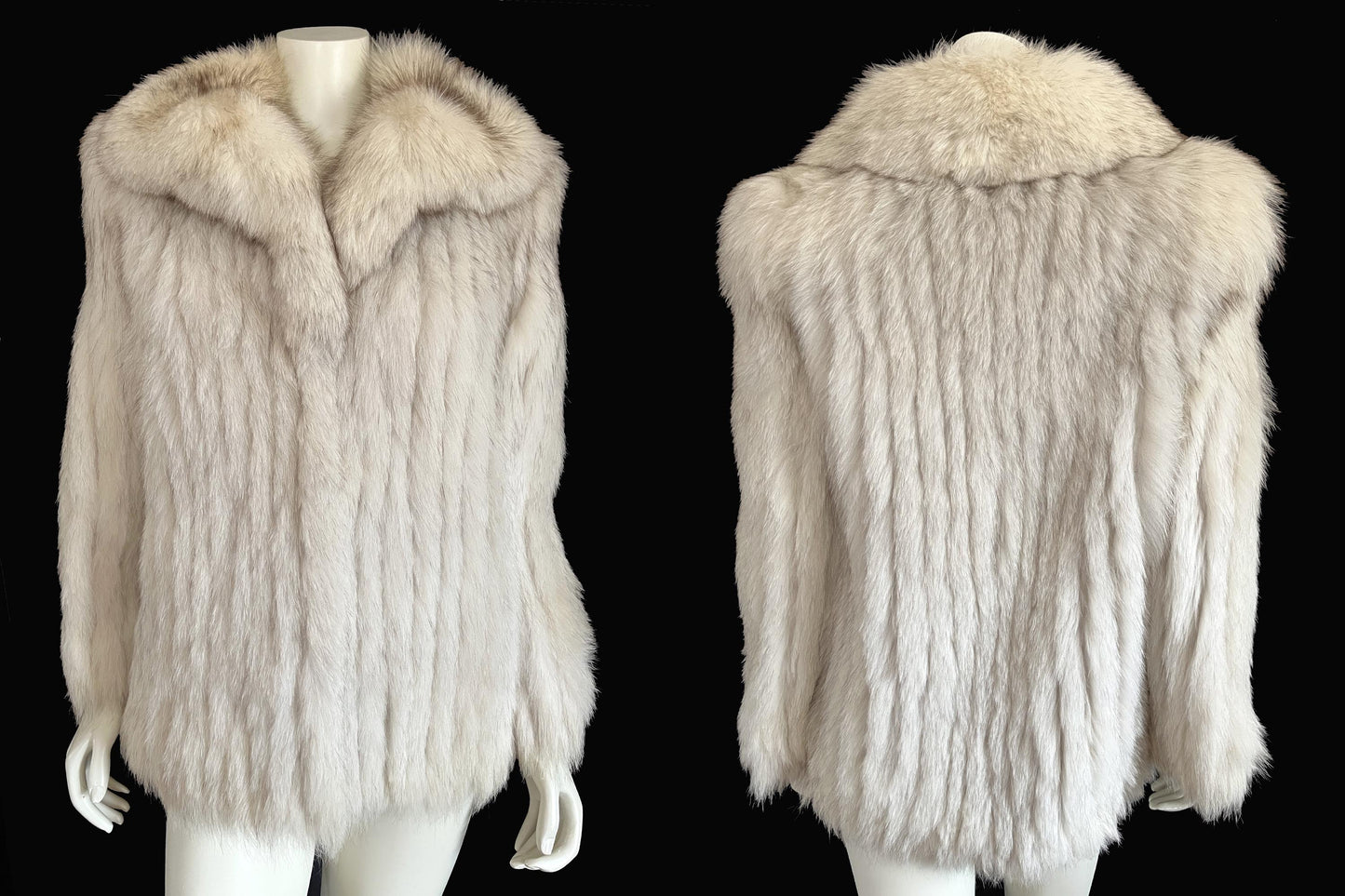 SAGA Norwegian FOX Fur Coat, Apres Ski Gift, Mob Wife Style, Ivory Winter Wedding Jacket, Real Vintage White Bridal Bolero, Small