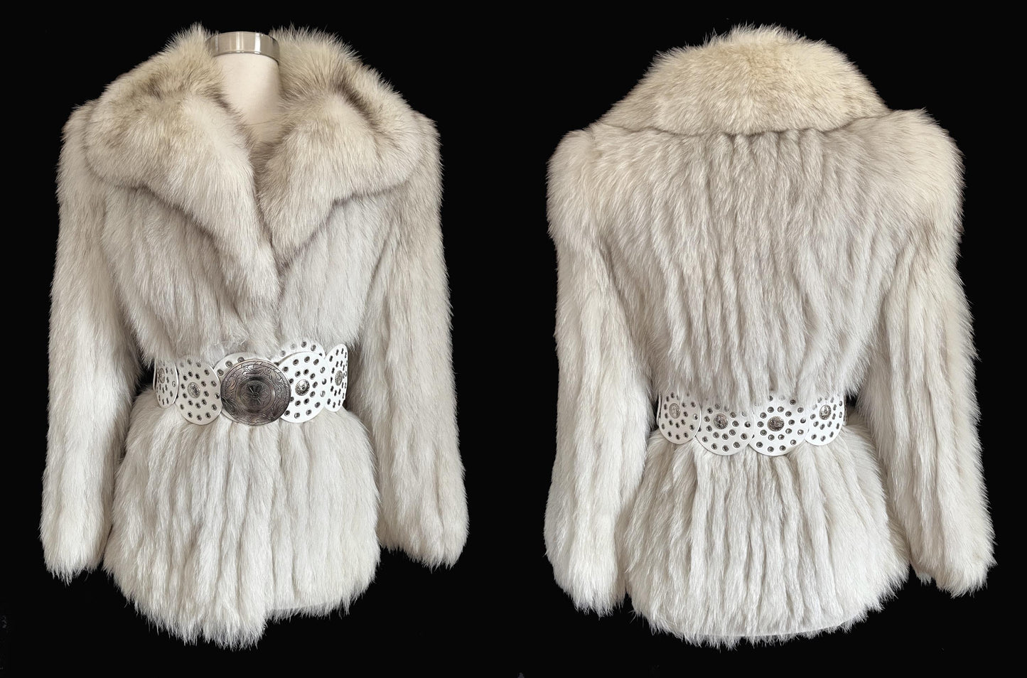 SAGA Norwegian FOX Fur Coat, Apres Ski Gift, Mob Wife Style, Ivory Winter Wedding Jacket, Real Vintage White Bridal Bolero, Small
